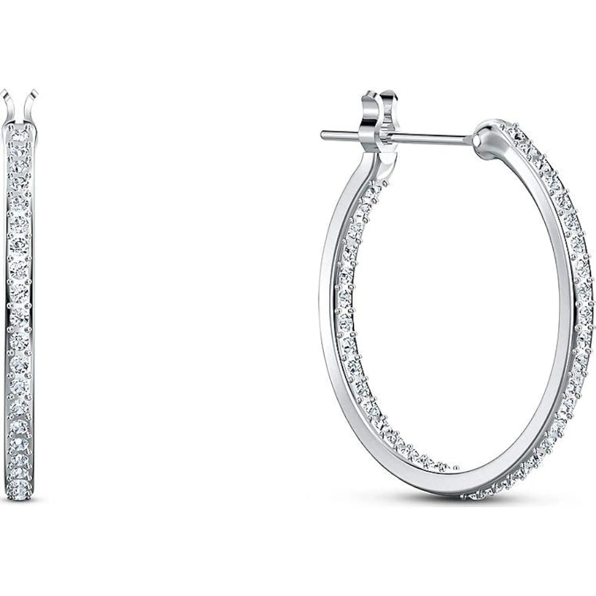 Swarovski Jewelry Swarovski Women's Earrings - Spirit Rhodium Plated Hoop Pierced Crystal | 5521784