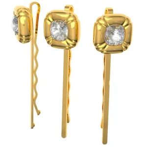 Swarovski Jewelry Swarovski Women's Hairpin Set - Dulcis Cushion Cut Crystals Yellow Gold | 5616848