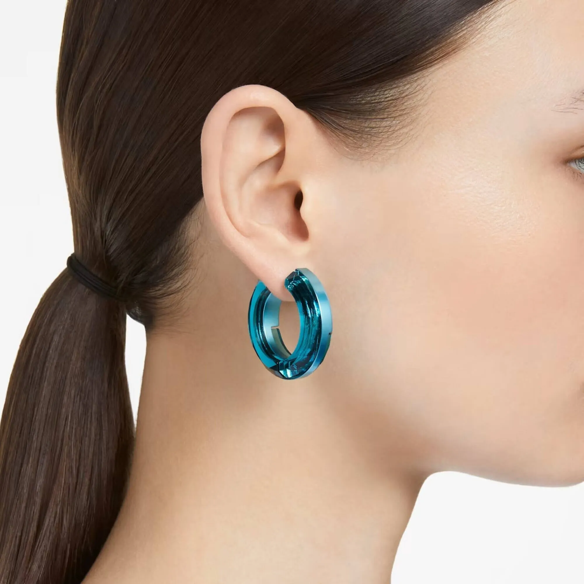 Swarovski Jewelry Swarovski Women's Hoop Earrings - Lucent Blue Aluminum and Crystals | 5629220