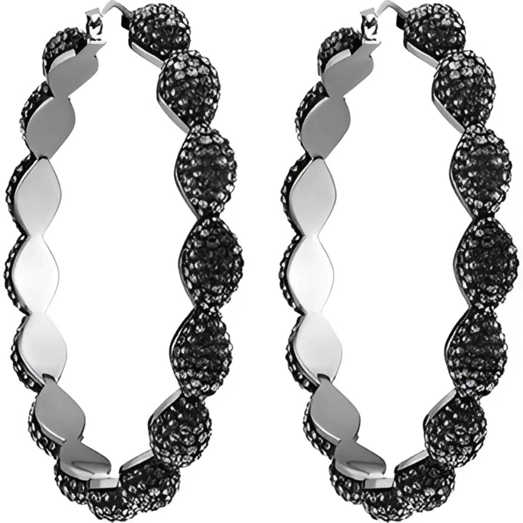 Swarovski Jewelry Swarovski Women's Hoop Pierced Earrings - Atelier Black Crystals Moselle | 5455694
