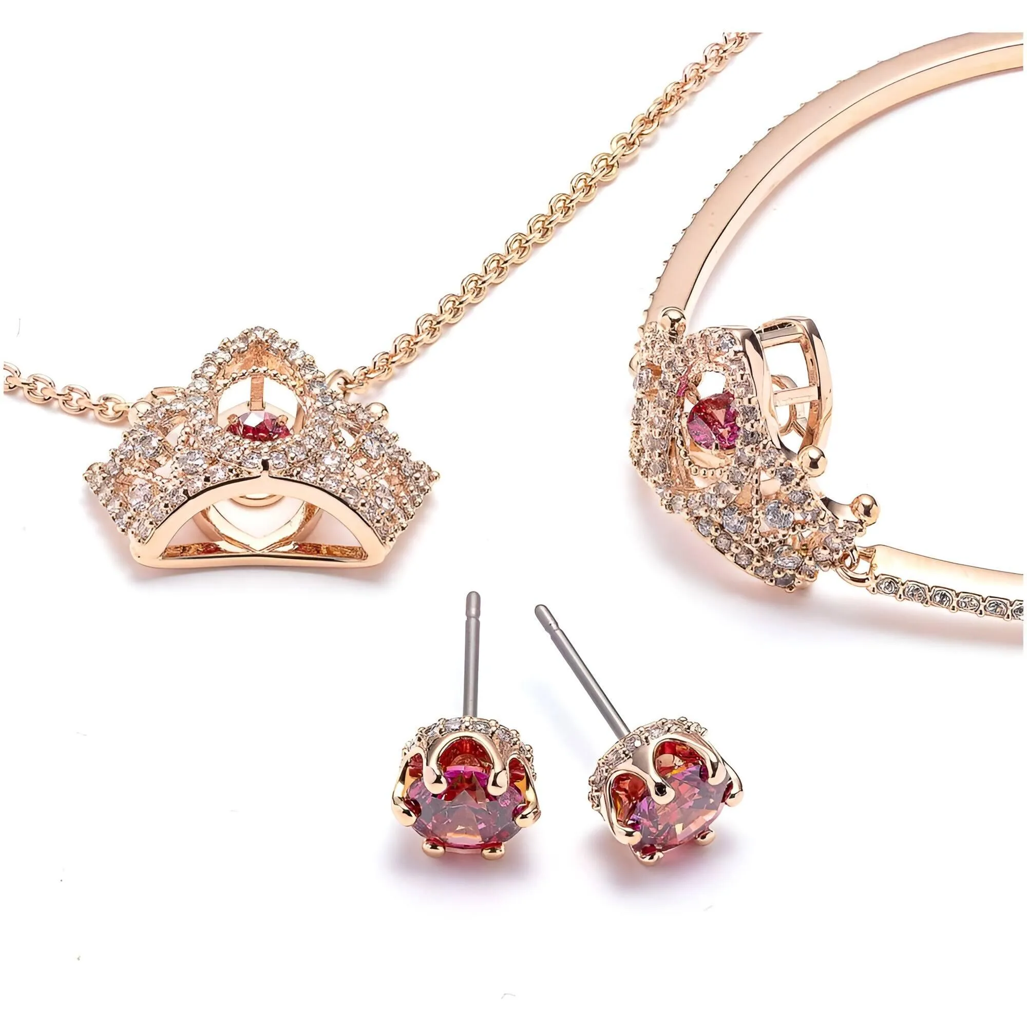 Swarovski Jewelry Swarovski Women's Jewelry Set - Bee A Queen Red Stone Rose Gold Plated | 5501075