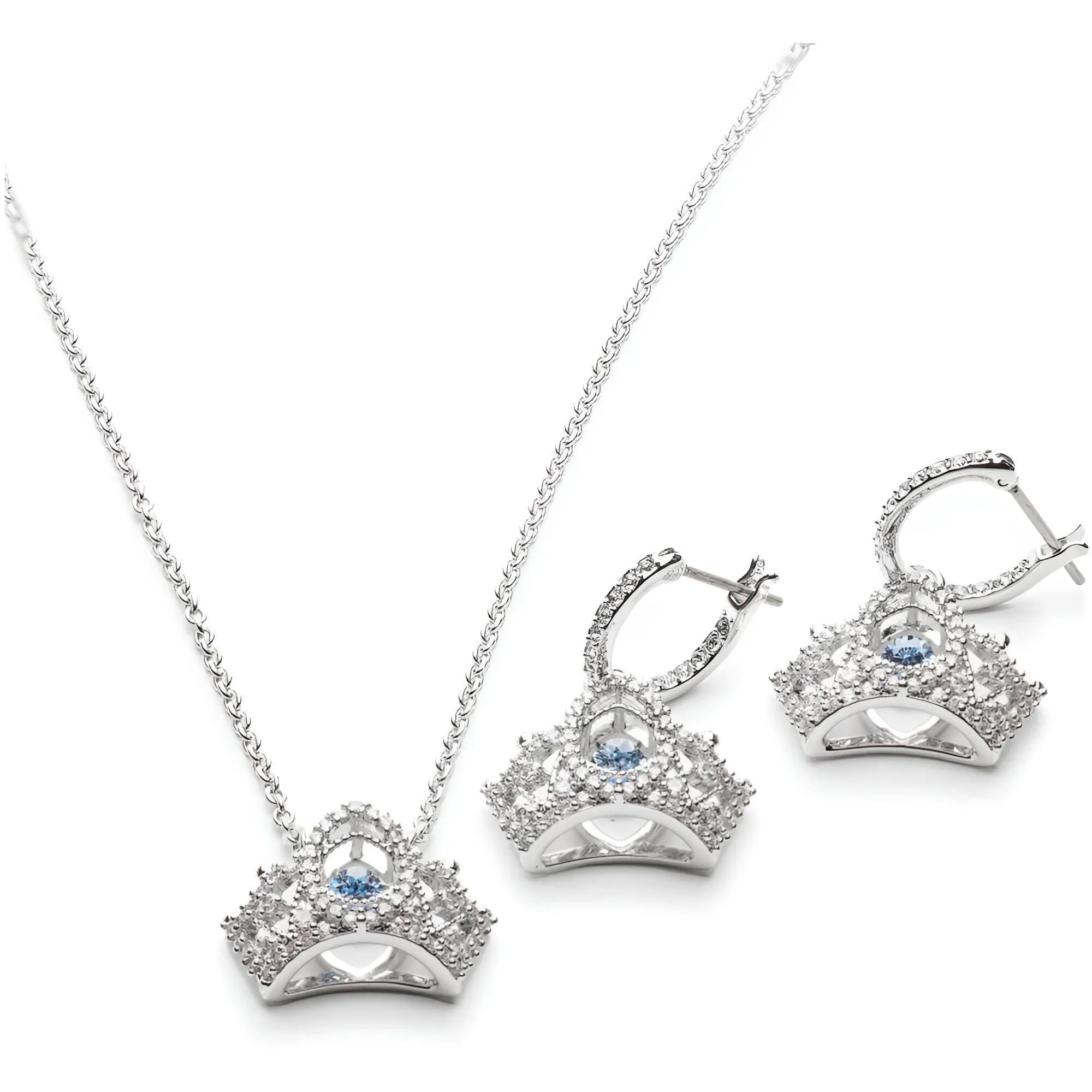 Swarovski Jewelry Swarovski Women's Jewelry Set - Bee A Queen Rhodium Plated Blue Crystal | 5510988