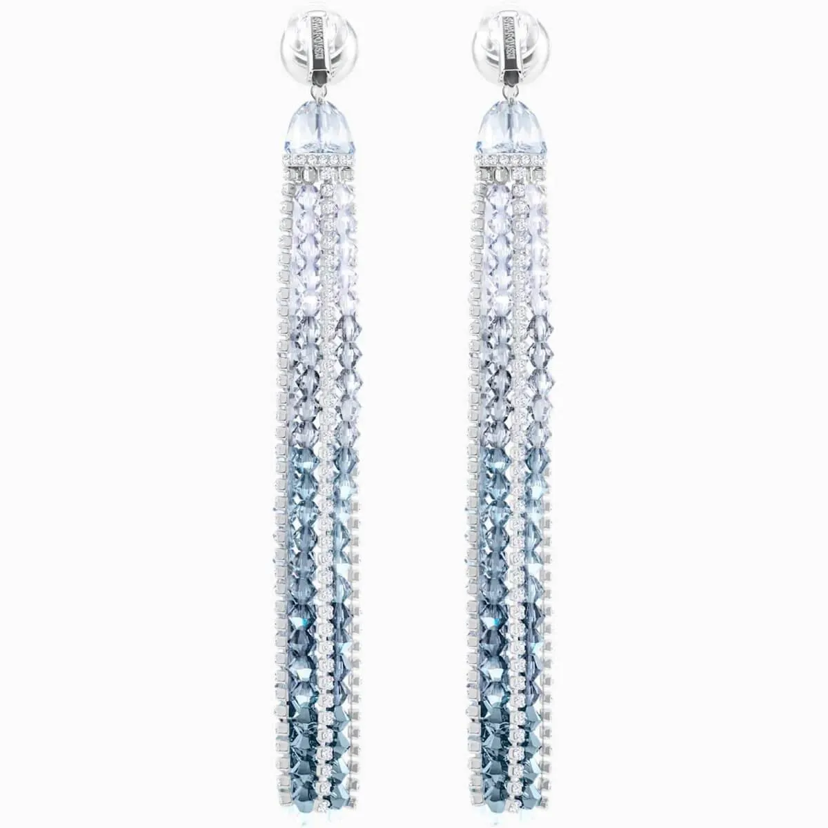 Swarovski Jewelry Swarovski Women's Long Length Clip Earrings - Ocean View Blue and White | 5457523
