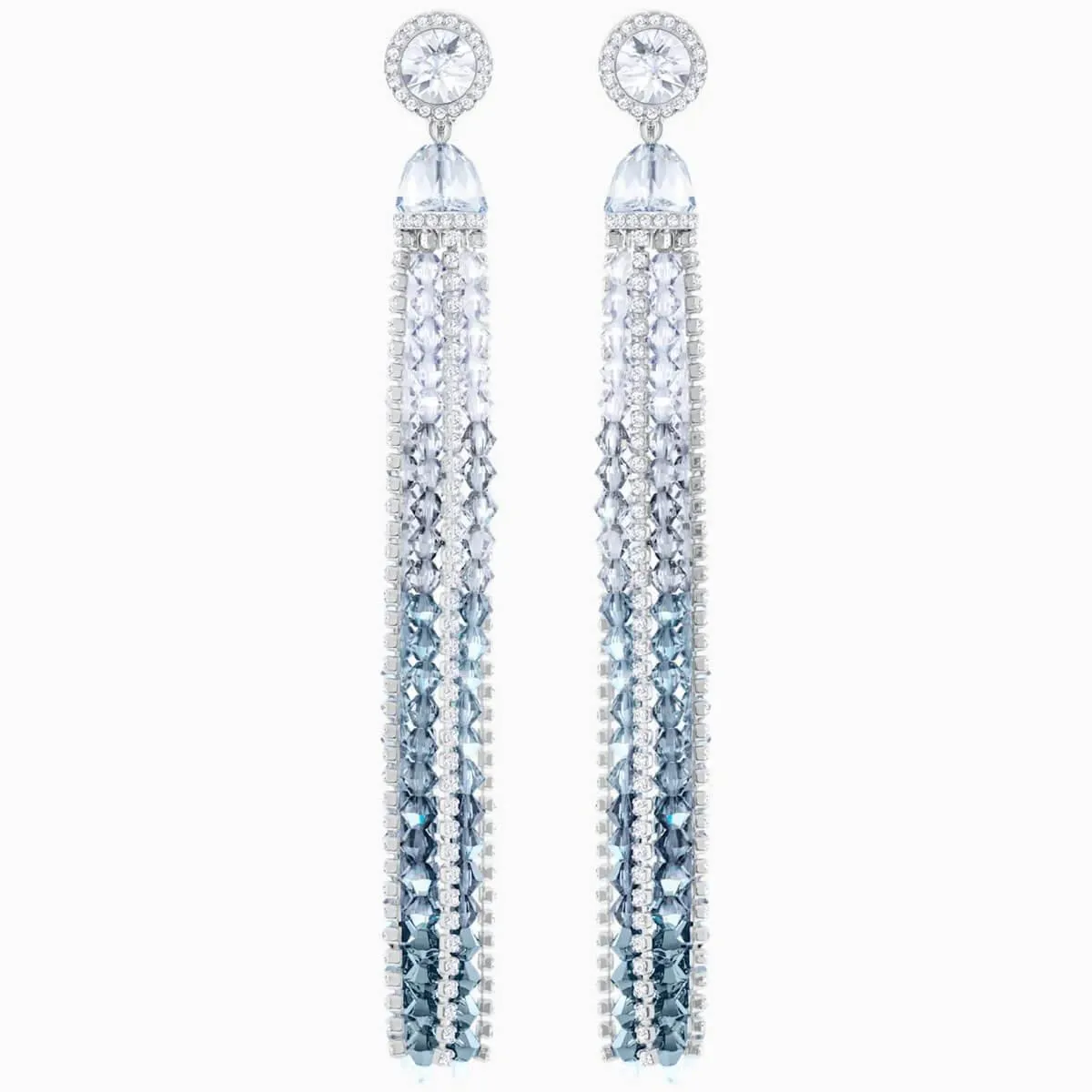 Swarovski Jewelry Swarovski Women's Long Length Clip Earrings - Ocean View Blue and White | 5457523