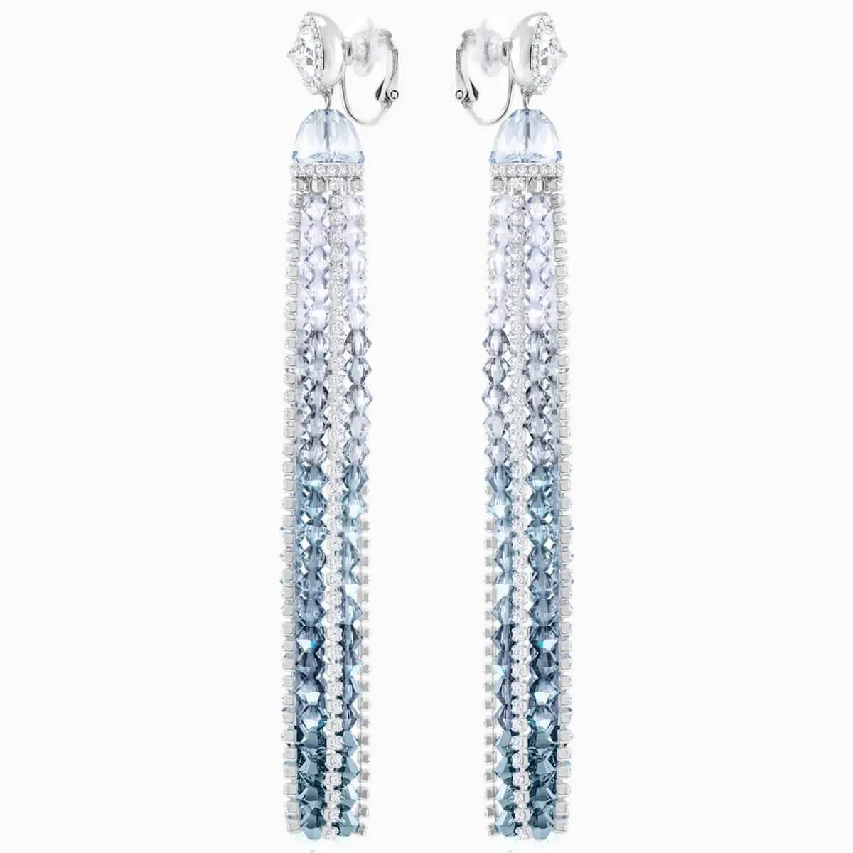 Swarovski Jewelry Swarovski Women's Long Length Clip Earrings - Ocean View Blue and White | 5457523