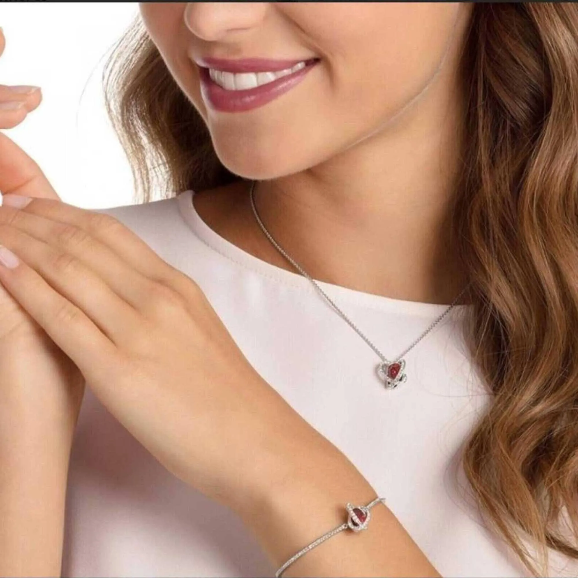 Swarovski Jewelry Swarovski Women's Necklace and Bracelet Set - Outstanding Red and White | 5463761