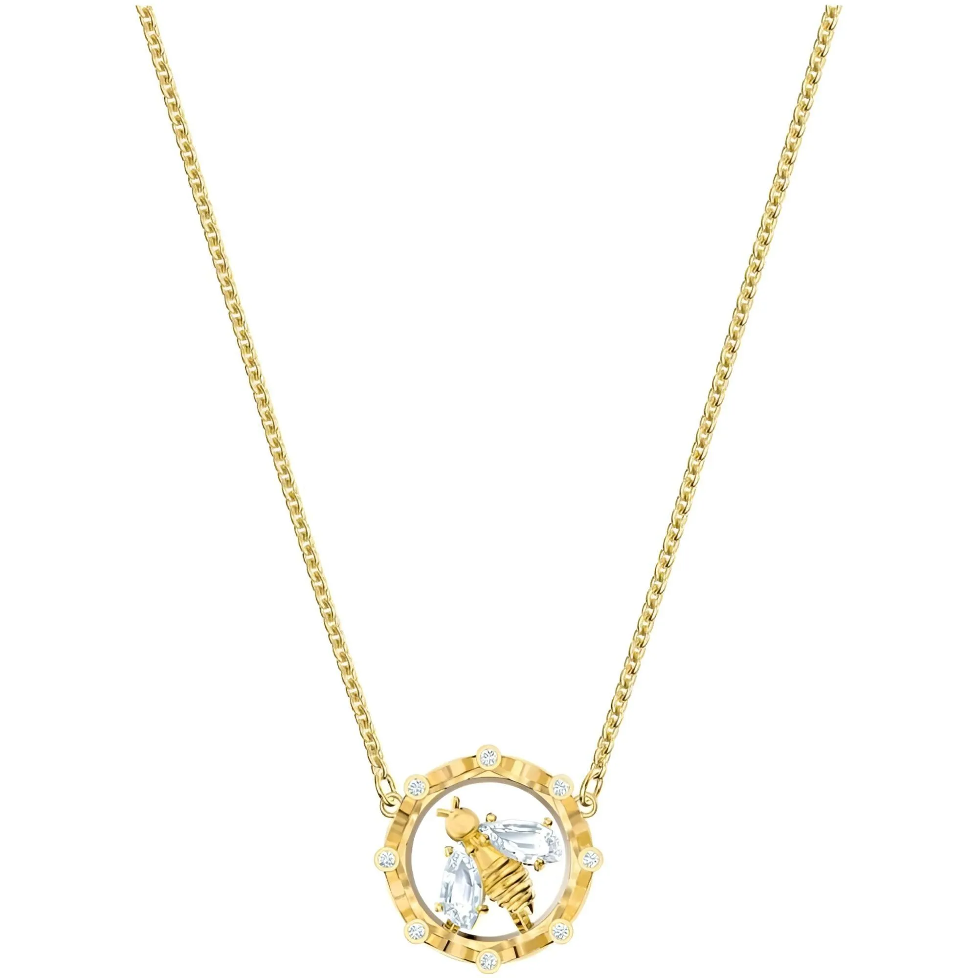 Swarovski Jewelry Swarovski Women's Necklace - Bee A Queen White Crystals Gold Tone Plated | 5482793