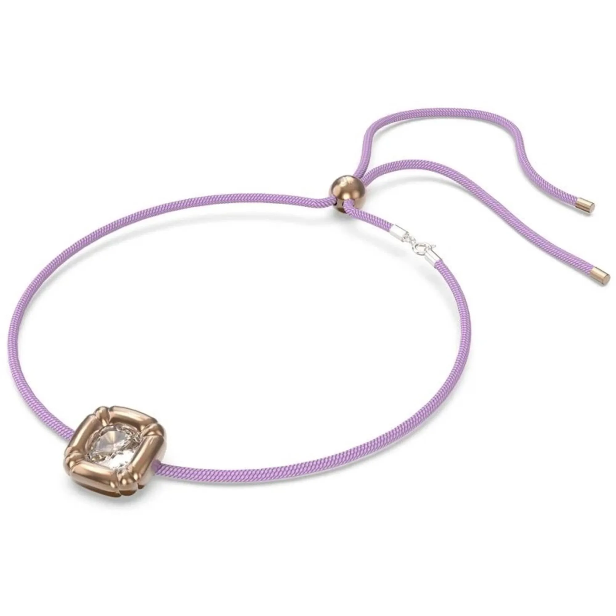 Swarovski Jewelry Swarovski Women's Necklace - Dulcis Purple Cord and Rose Gold Cushion Cut | 5622377