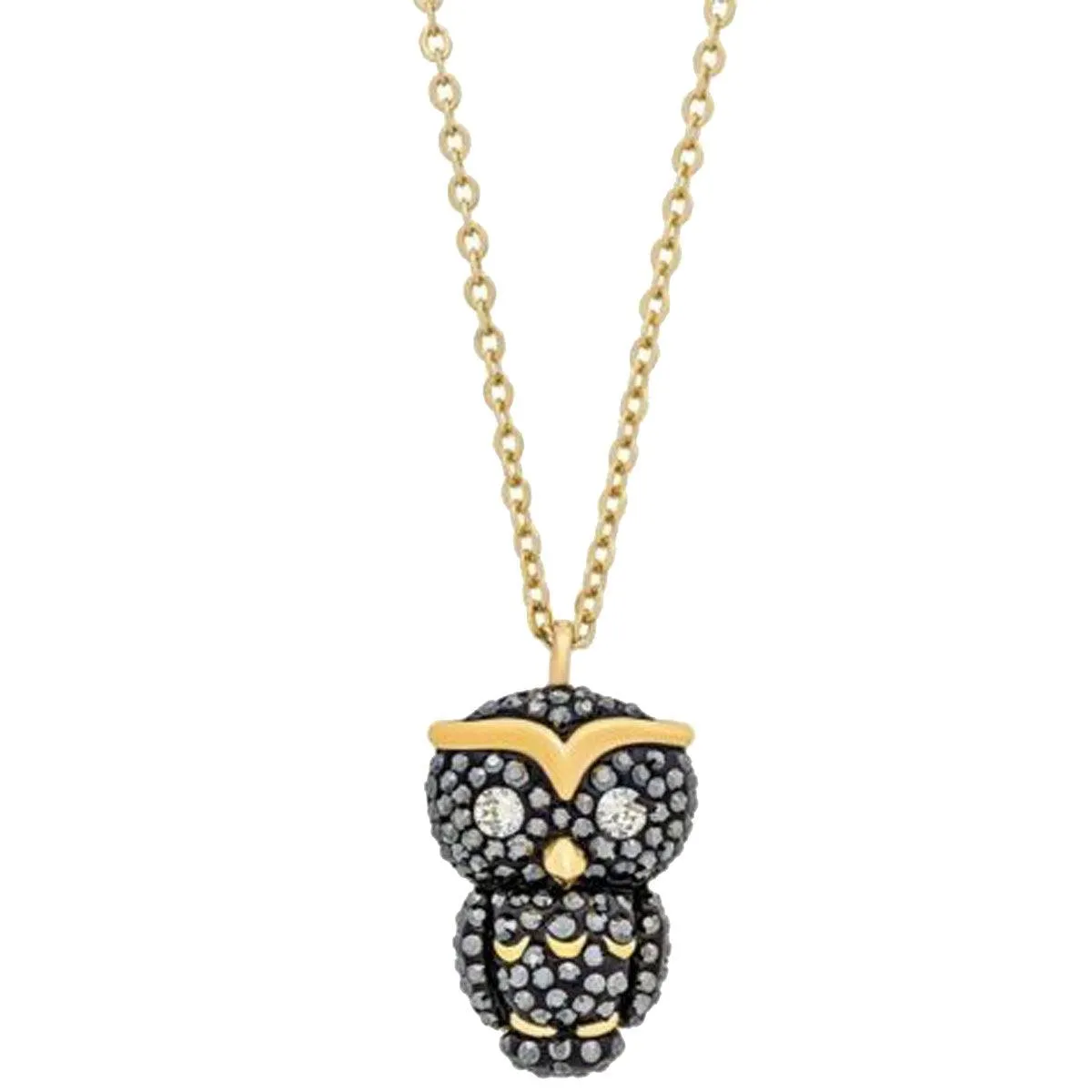 Swarovski Jewelry Swarovski Women's Necklace - Little Owl 23k Gold-Plated Black Crystal | 5366714