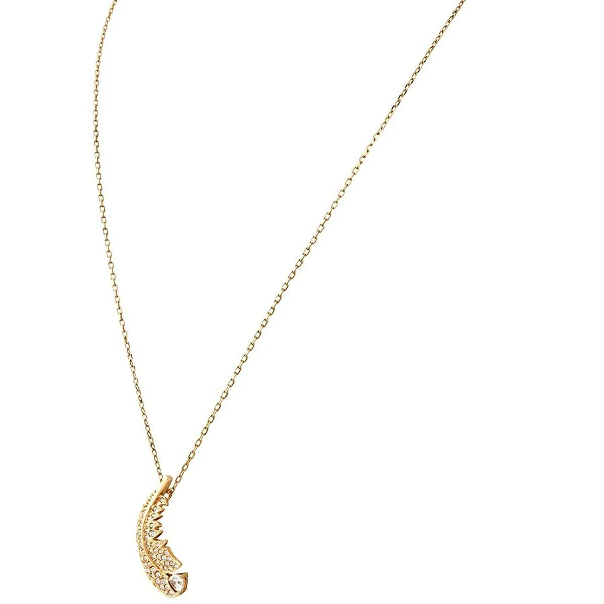 Swarovski Jewelry Swarovski Women's Necklace - Nice Yellow Gold Plated Clear Crystal Feather | 5505740