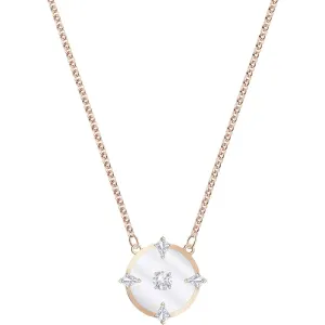 Swarovski Jewelry Swarovski Women's Necklace - North White Crystal Rose Gold Disc Pendant | 5488400
