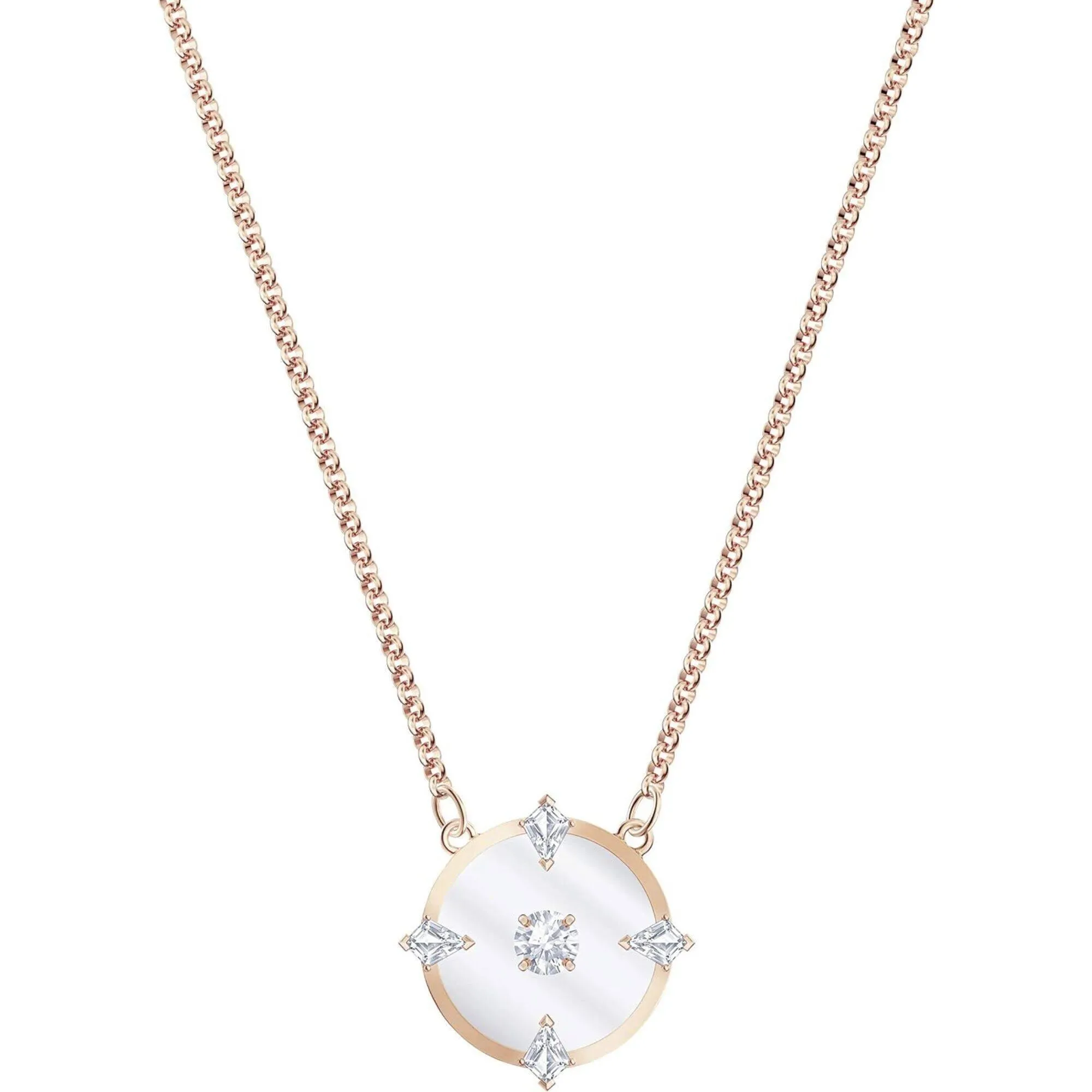 Swarovski Jewelry Swarovski Women's Necklace - North White Crystal Rose Gold Disc Pendant | 5488400
