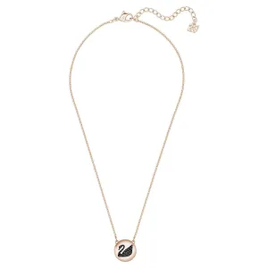 Swarovski Jewelry Swarovski Women's Necklace - Round Rose Gold and Black Swan Design Pendant | 5459059