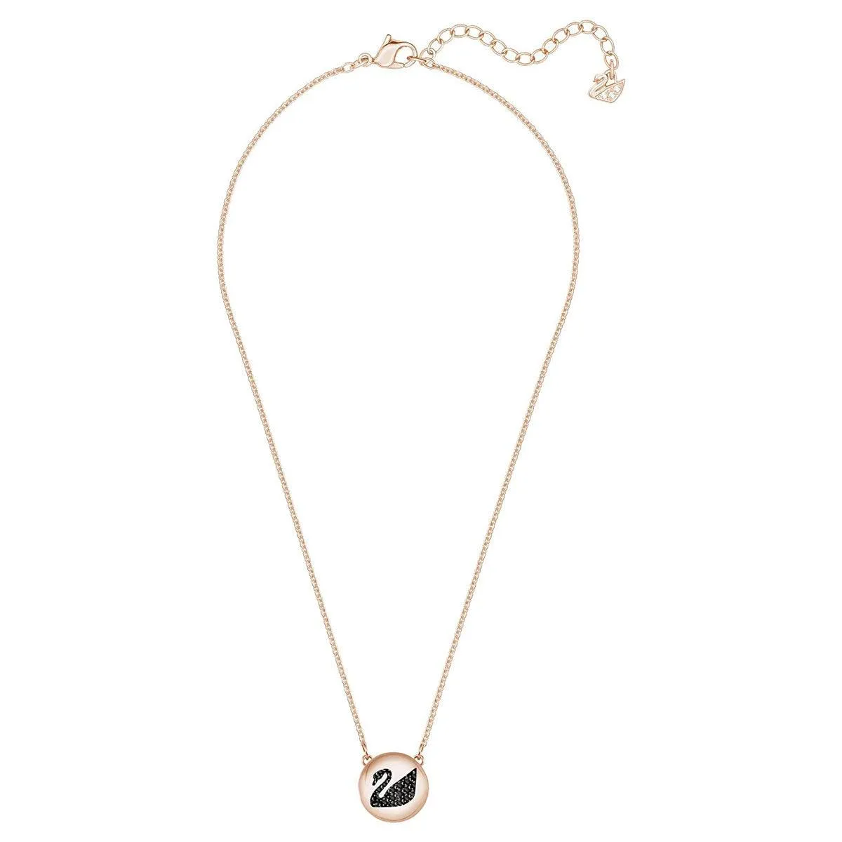 Swarovski Jewelry Swarovski Women's Necklace - Round Rose Gold and Black Swan Design Pendant | 5459059