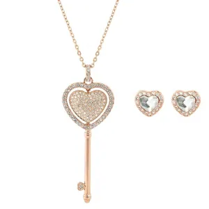 Swarovski Jewelry Swarovski Women's Necklace Set - Engaged Clear Crystal Stone & Pave Heart | 5281042