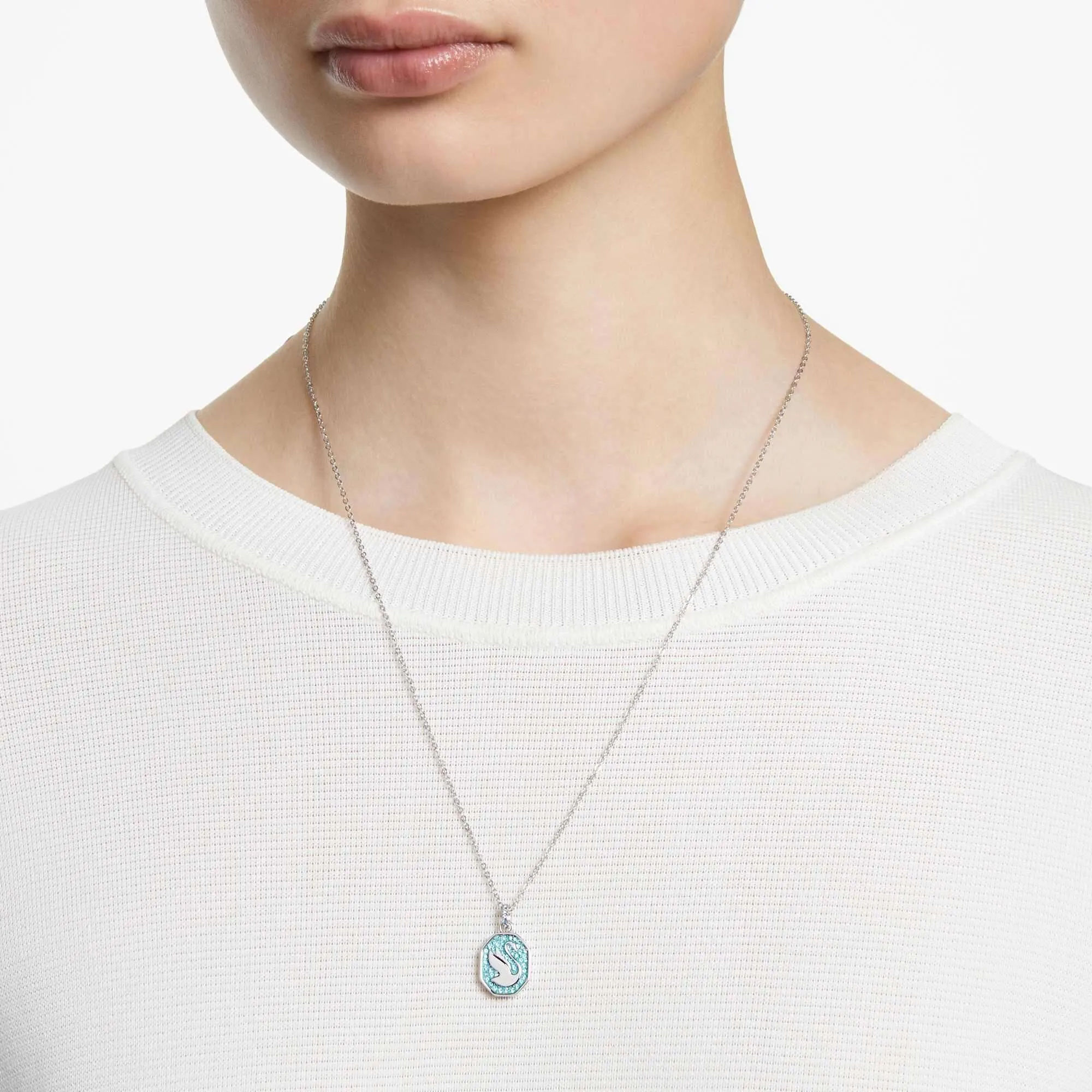 Swarovski Jewelry Swarovski Women's Necklace - Signum Swan Blue Crystals Pave Long | 5628546