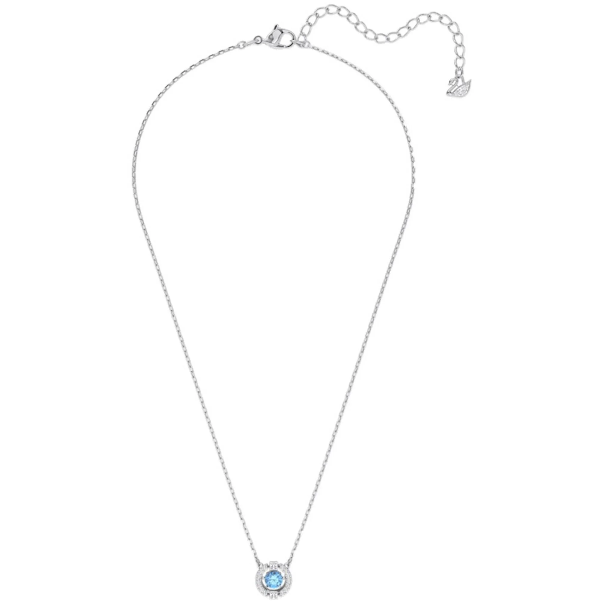 Swarovski Jewelry Swarovski Women's Necklace - Sparkling Dance Rhodium Plated Round Blue Stone | 5279425