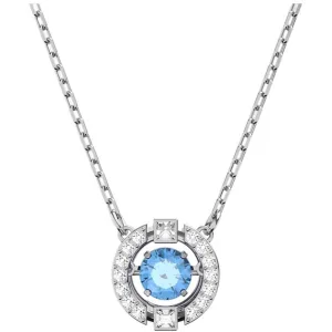 Swarovski Jewelry Swarovski Women's Necklace - Sparkling Dance Rhodium Plated Round Blue Stone | 5279425
