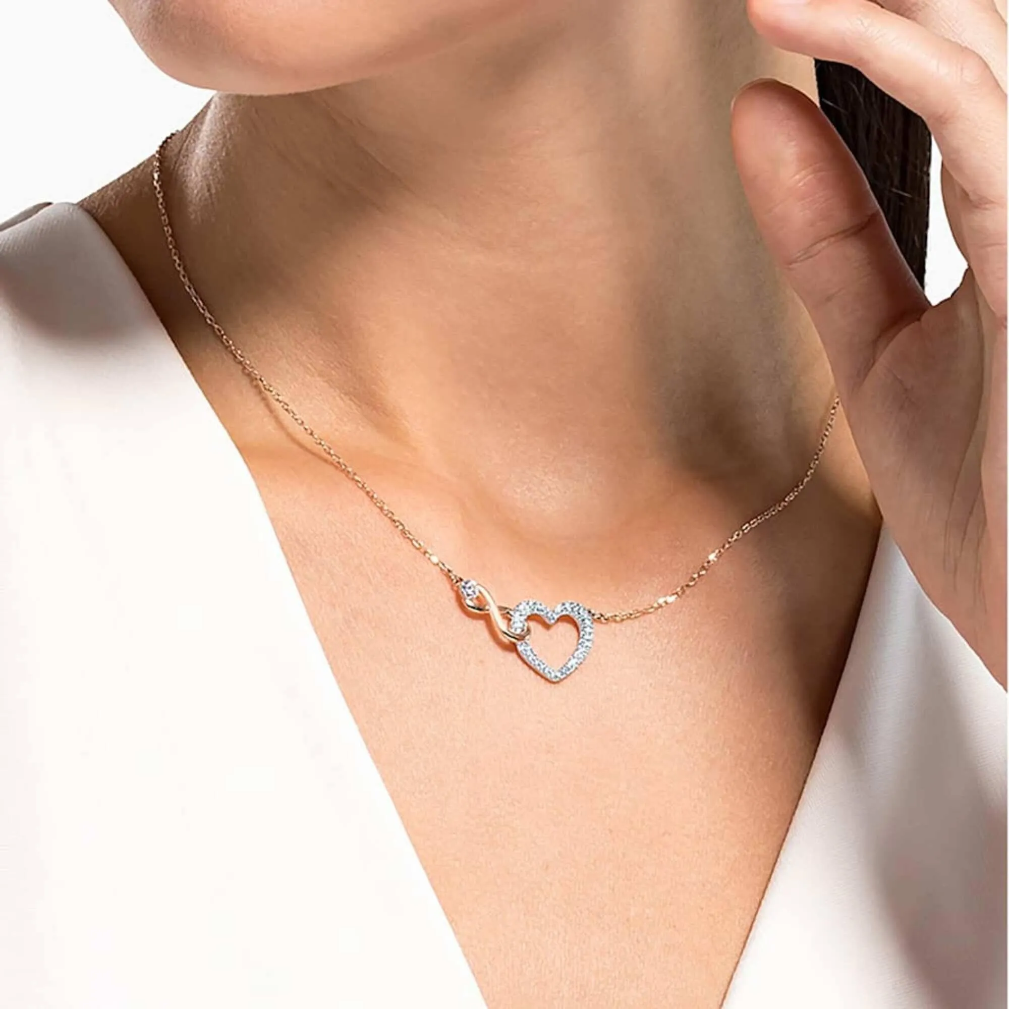 Swarovski Jewelry Swarovski Women's Necklace - Swarovski Infinity Heart Shape Rose Gold | 5518865