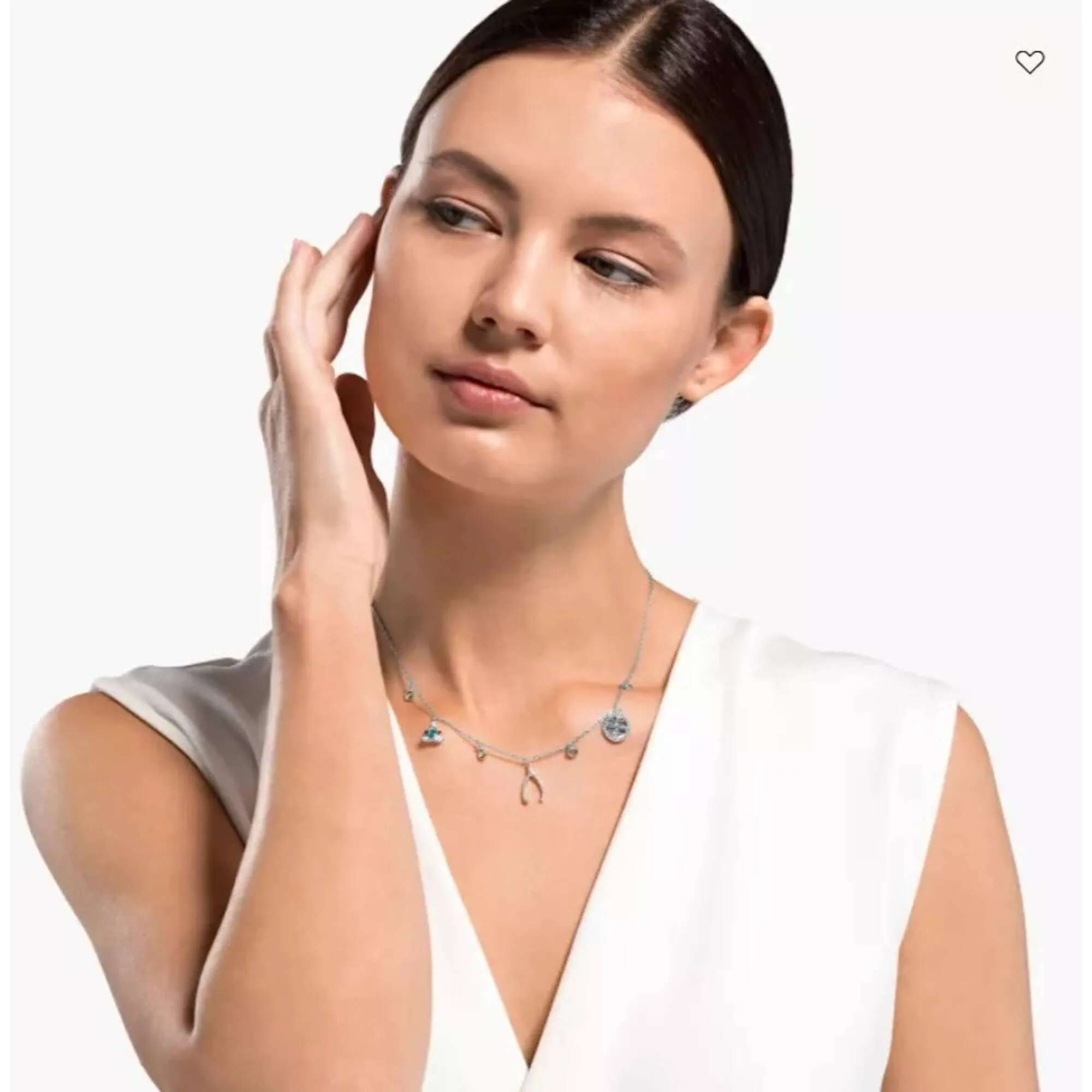 Swarovski Jewelry Swarovski Women's Necklace - Symbolic Rhodium Plated Blue, Green Crystals | 5521449