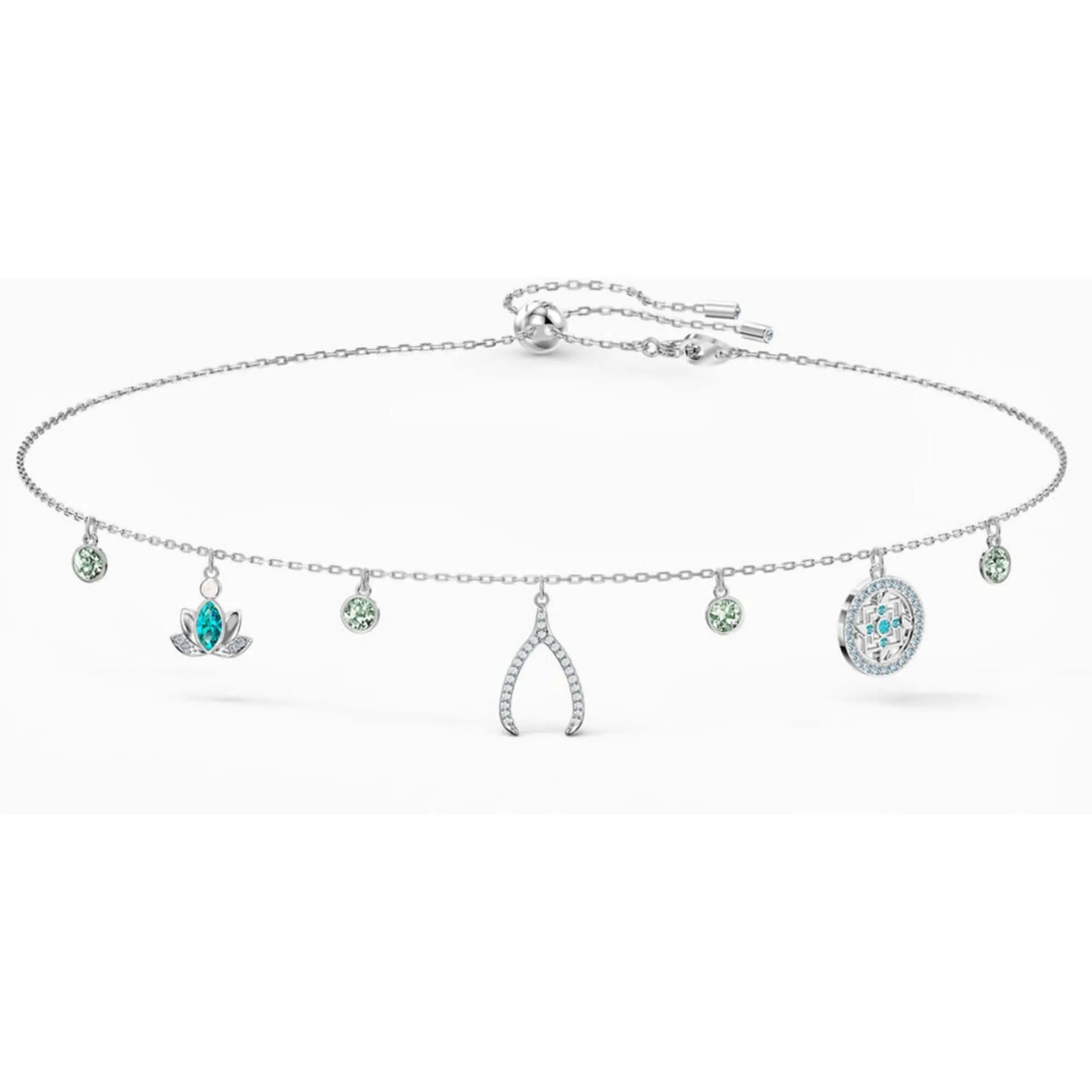 Swarovski Jewelry Swarovski Women's Necklace - Symbolic Rhodium Plated Blue, Green Crystals | 5521449