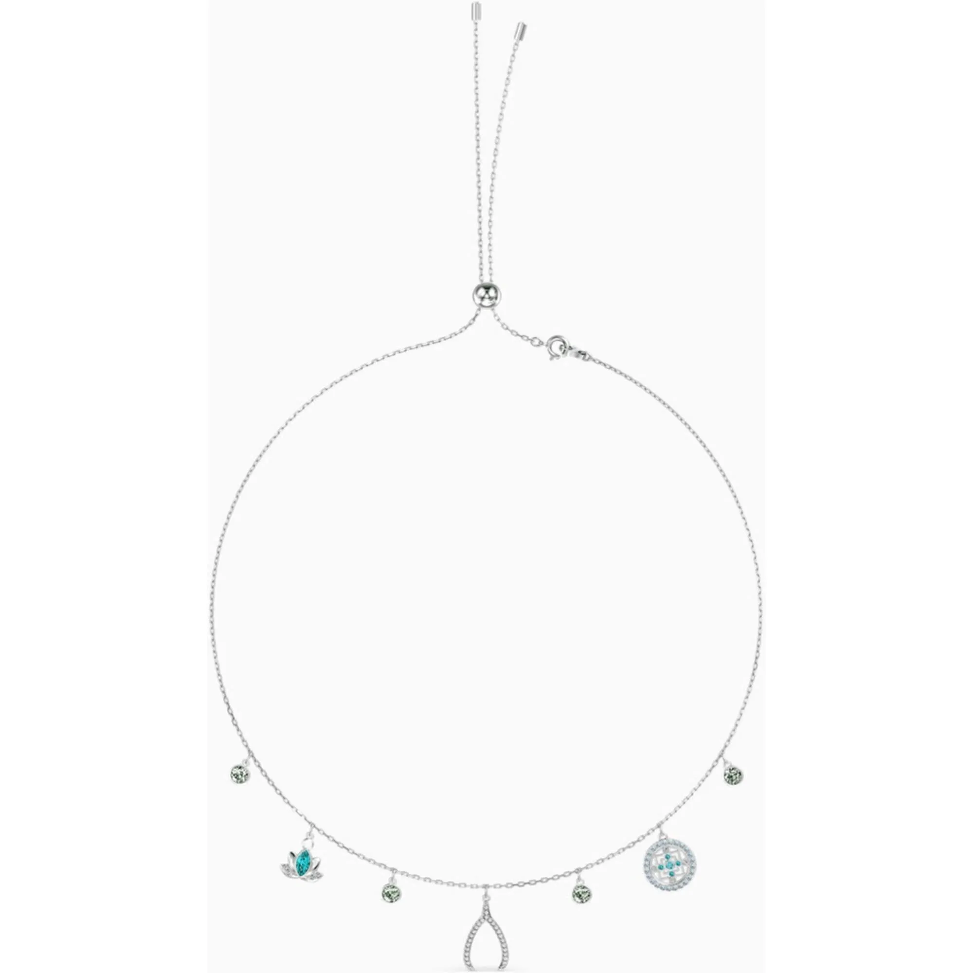 Swarovski Jewelry Swarovski Women's Necklace - Symbolic Rhodium Plated Blue, Green Crystals | 5521449