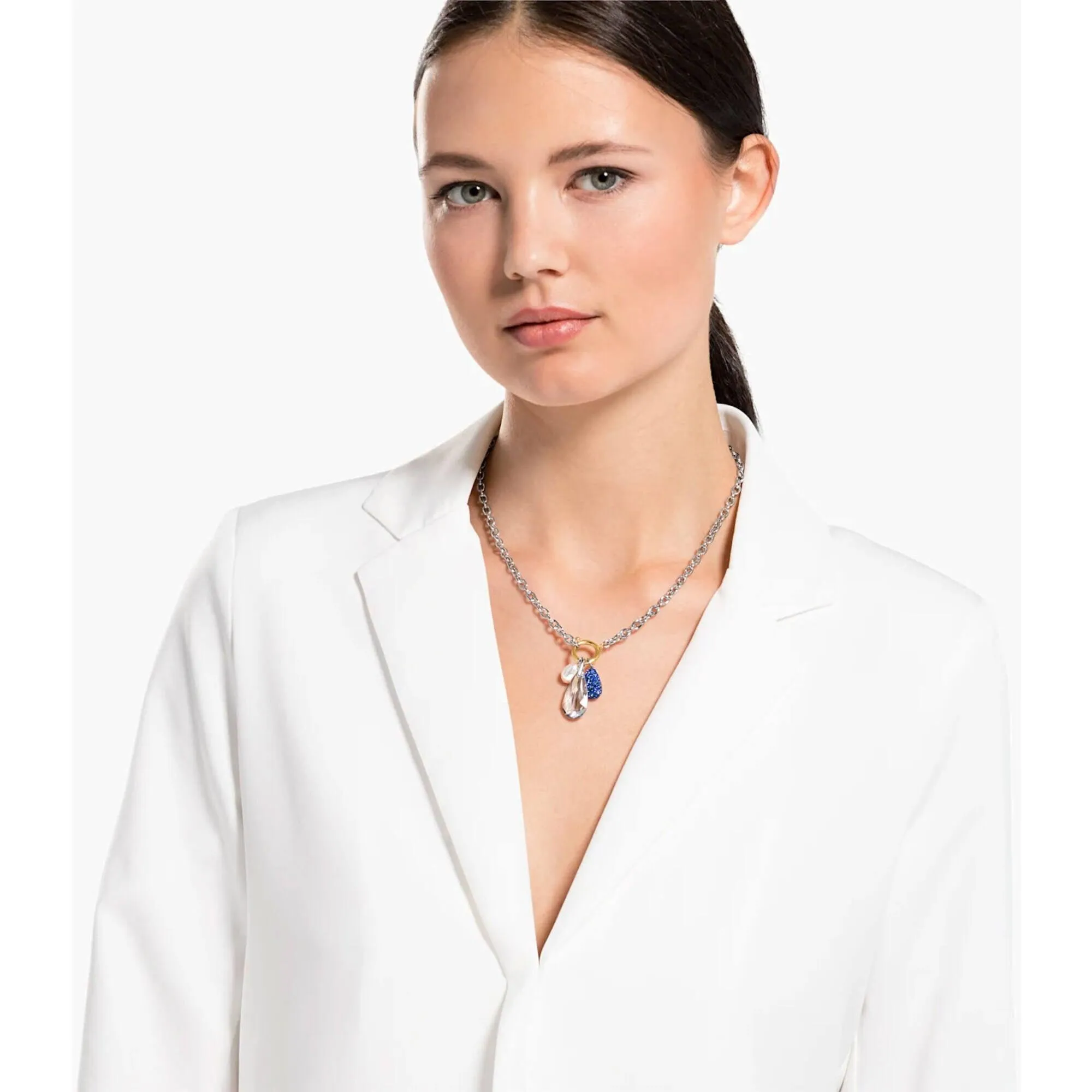 Swarovski Jewelry Swarovski Women's Necklace - The Elements Rhodium Plated Pearls and Crystals | 5576630