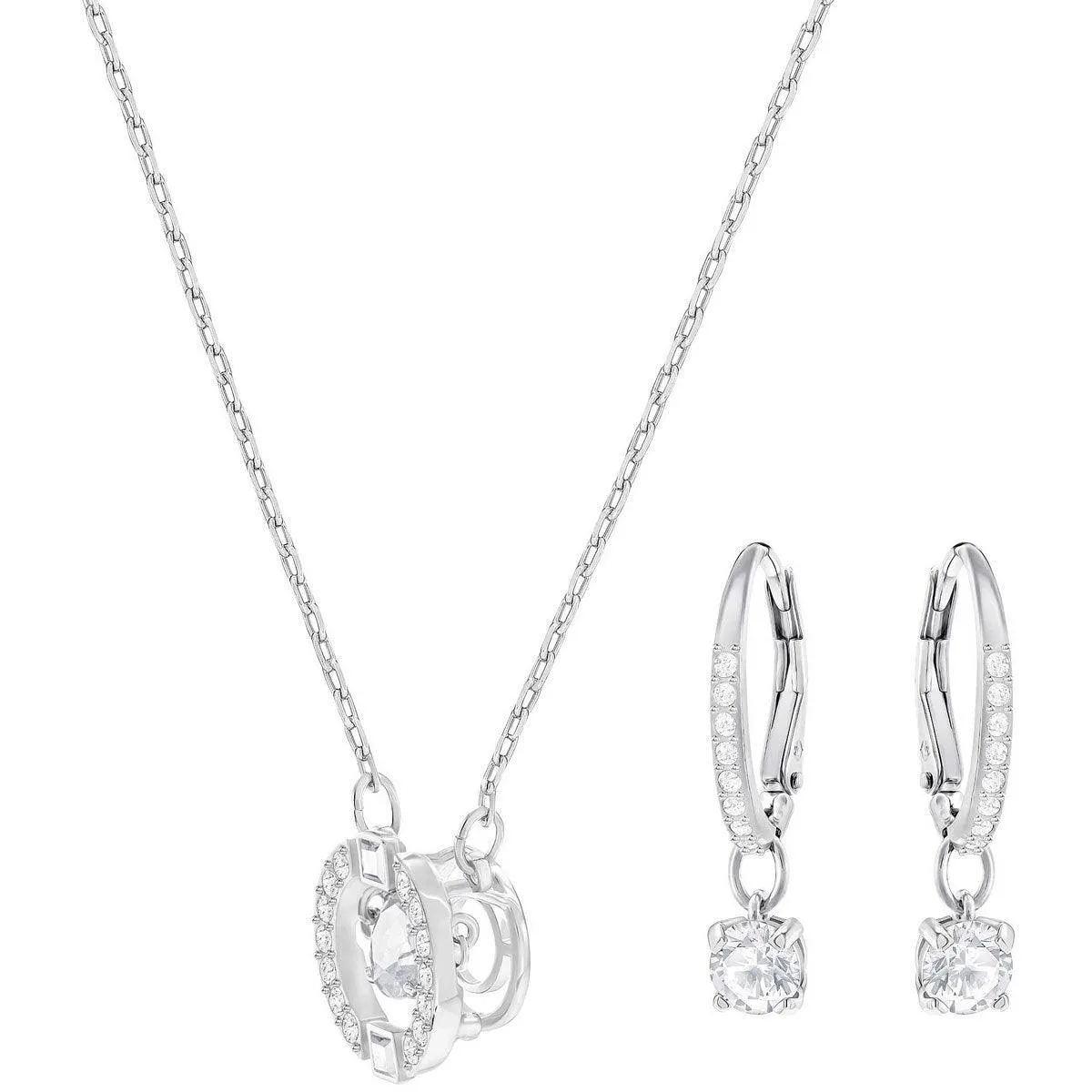 Swarovski Jewelry Swarovski Women's Pendant and Earring Set - Sparkling Dance Round Crystal | 5279018