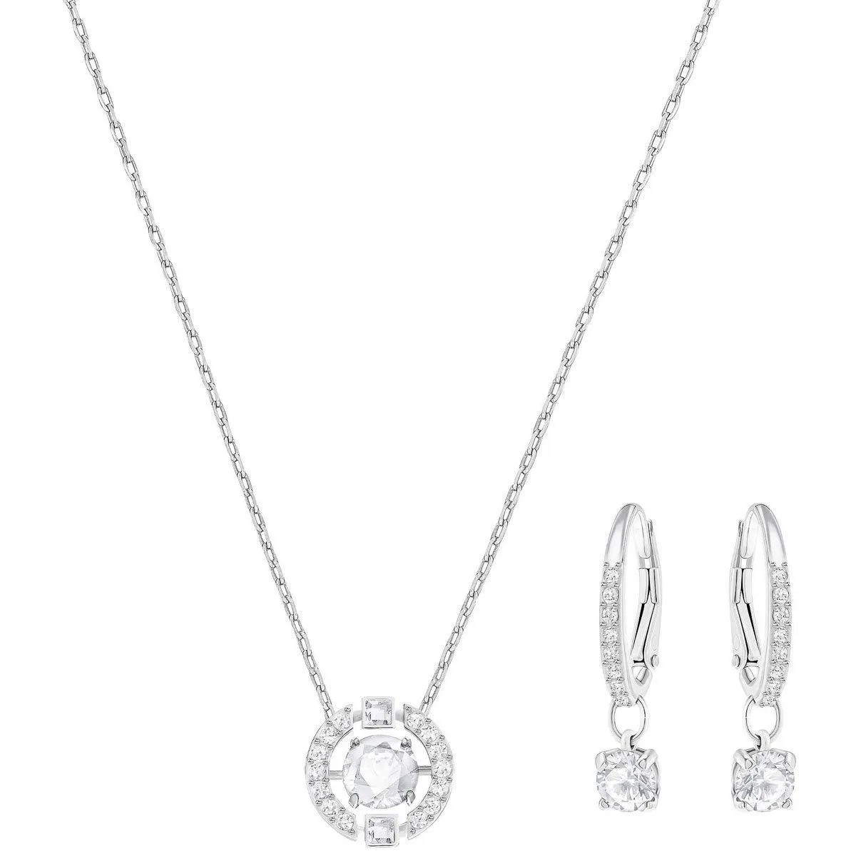 Swarovski Jewelry Swarovski Women's Pendant and Earring Set - Sparkling Dance Round Crystal | 5279018