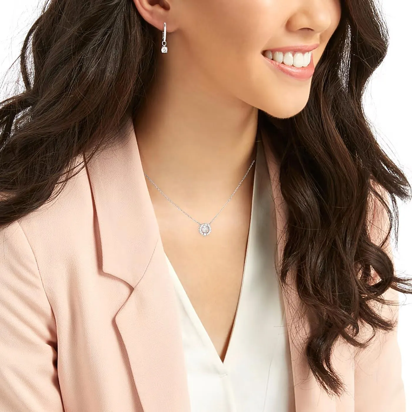 Swarovski Jewelry Swarovski Women's Pendant and Earring Set - Sparkling Dance Round Crystal | 5279018