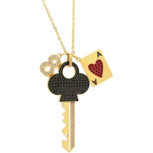 Swarovski Jewelry Swarovski Women's Pendant Necklace - Optimal 23K Yellow Gold Crystal Key | 5455025