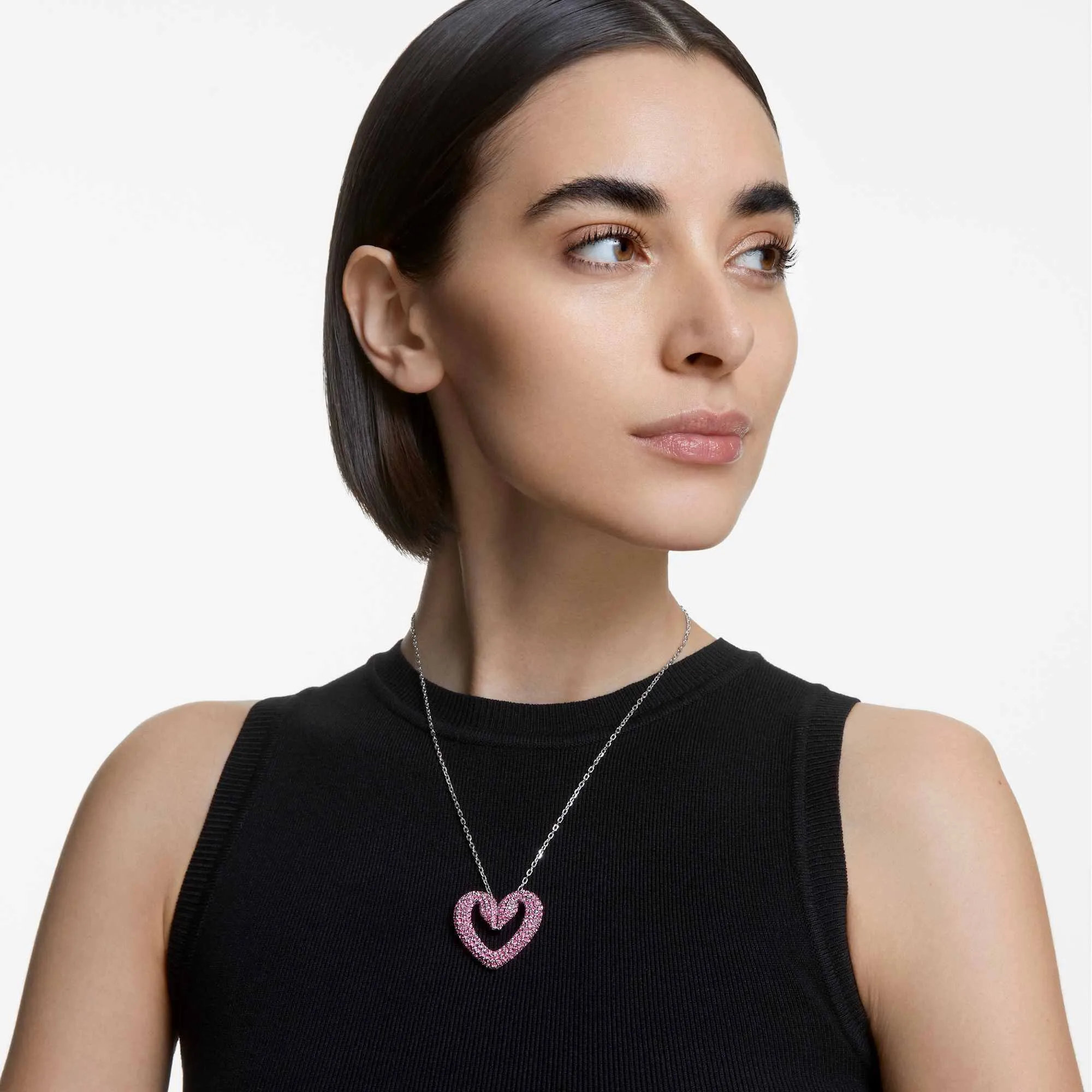 Swarovski Jewelry Swarovski Women's Pendant Necklace - Una Pink Crystal Rhodium Plated Large | 5631931