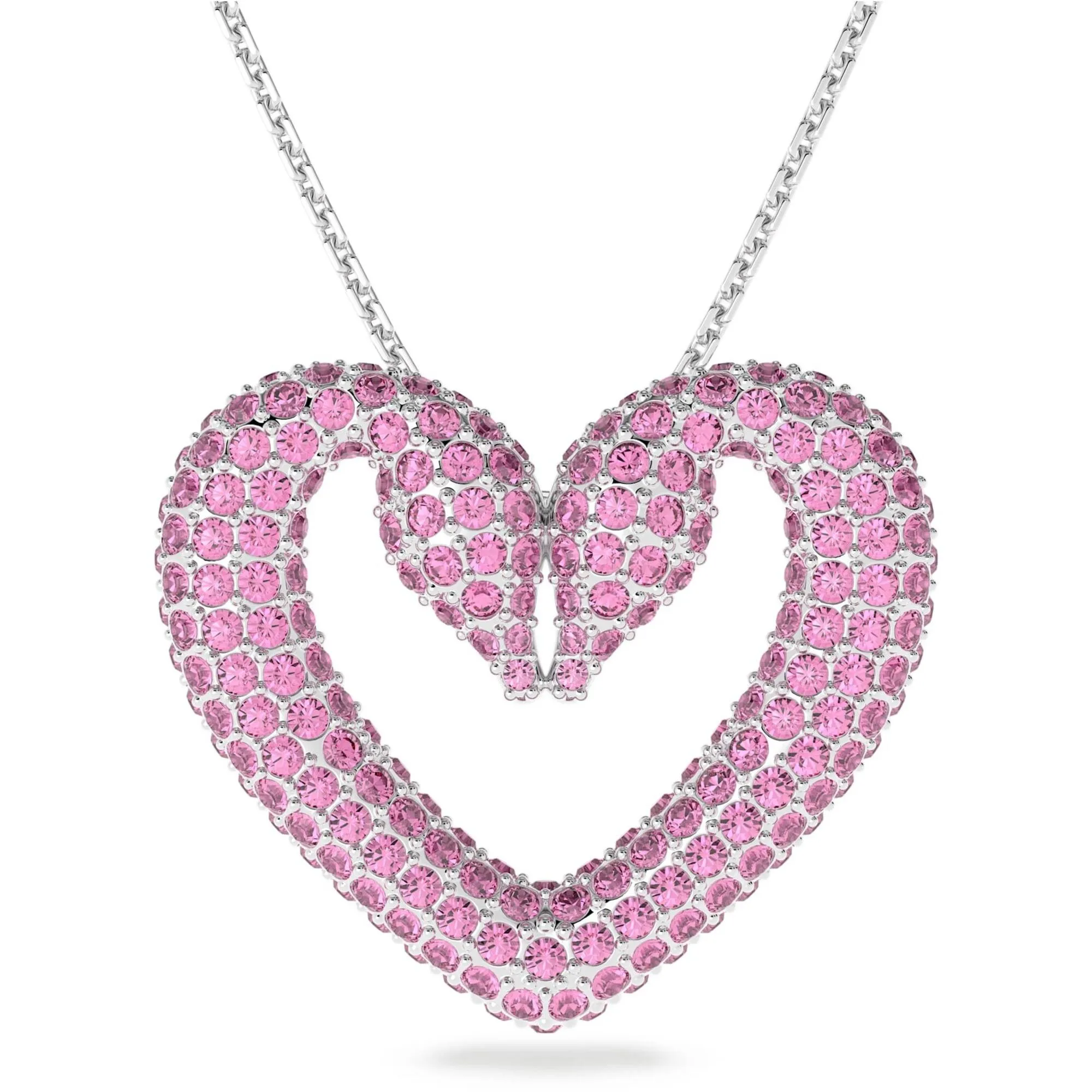 Swarovski Jewelry Swarovski Women's Pendant Necklace - Una Pink Crystal Rhodium Plated Large | 5631931