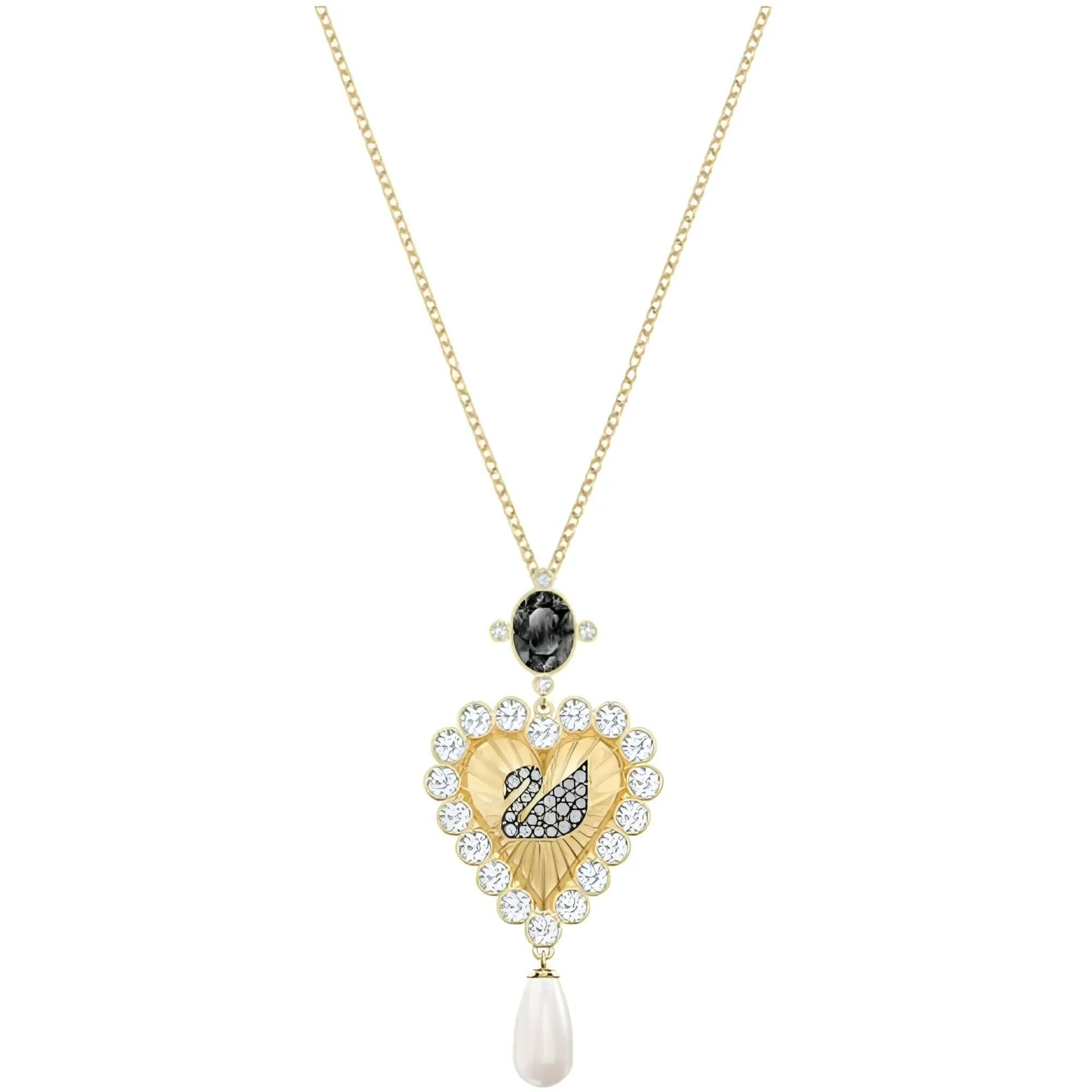 Swarovski Jewelry Swarovski Women's Pendant Necklace - Vintage Heart Shape Swan Gold Plated | 5507333