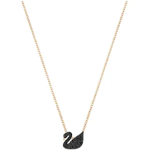 Swarovski Jewelry Swarovski Women's Pendant with Chain - Iconic Swan Black Rose Gold, Small | 5204133
