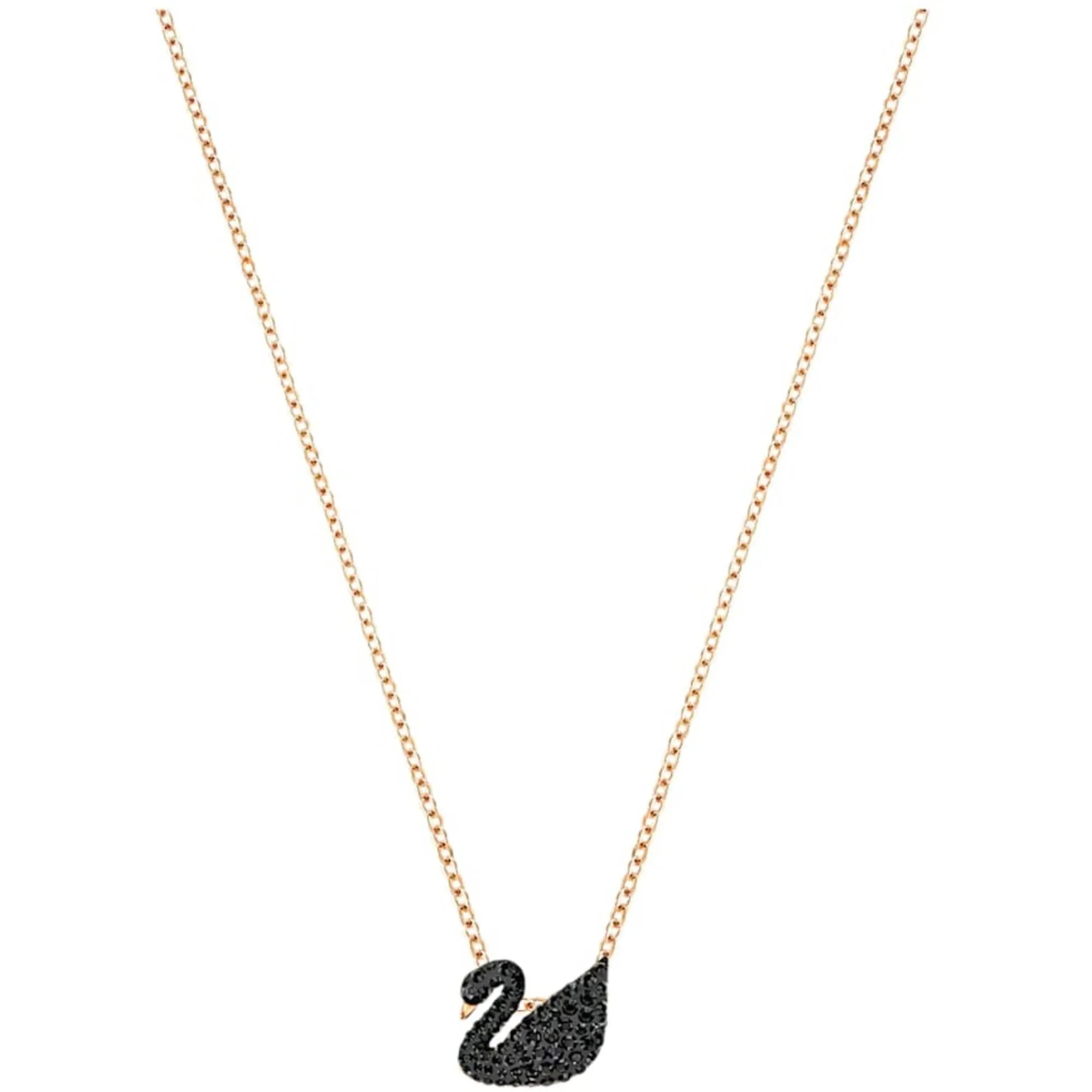 Swarovski Jewelry Swarovski Women's Pendant with Chain - Iconic Swan Black Rose Gold, Small | 5204133
