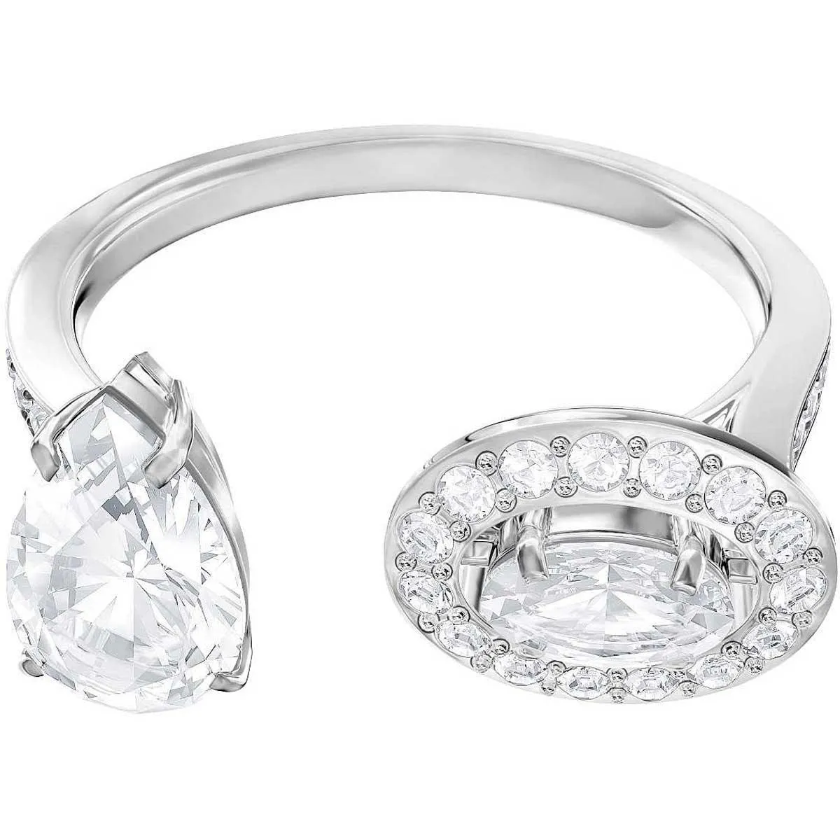 Swarovski Jewelry Swarovski Women's Ring - Attract  Rhodium Plated Clear Crystal, Size 55 | 5410292