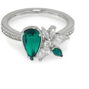Swarovski Jewelry Swarovski Women's Ring - Botanical Emerald Crystal Rhodium Plated, Size 7 | 5535820