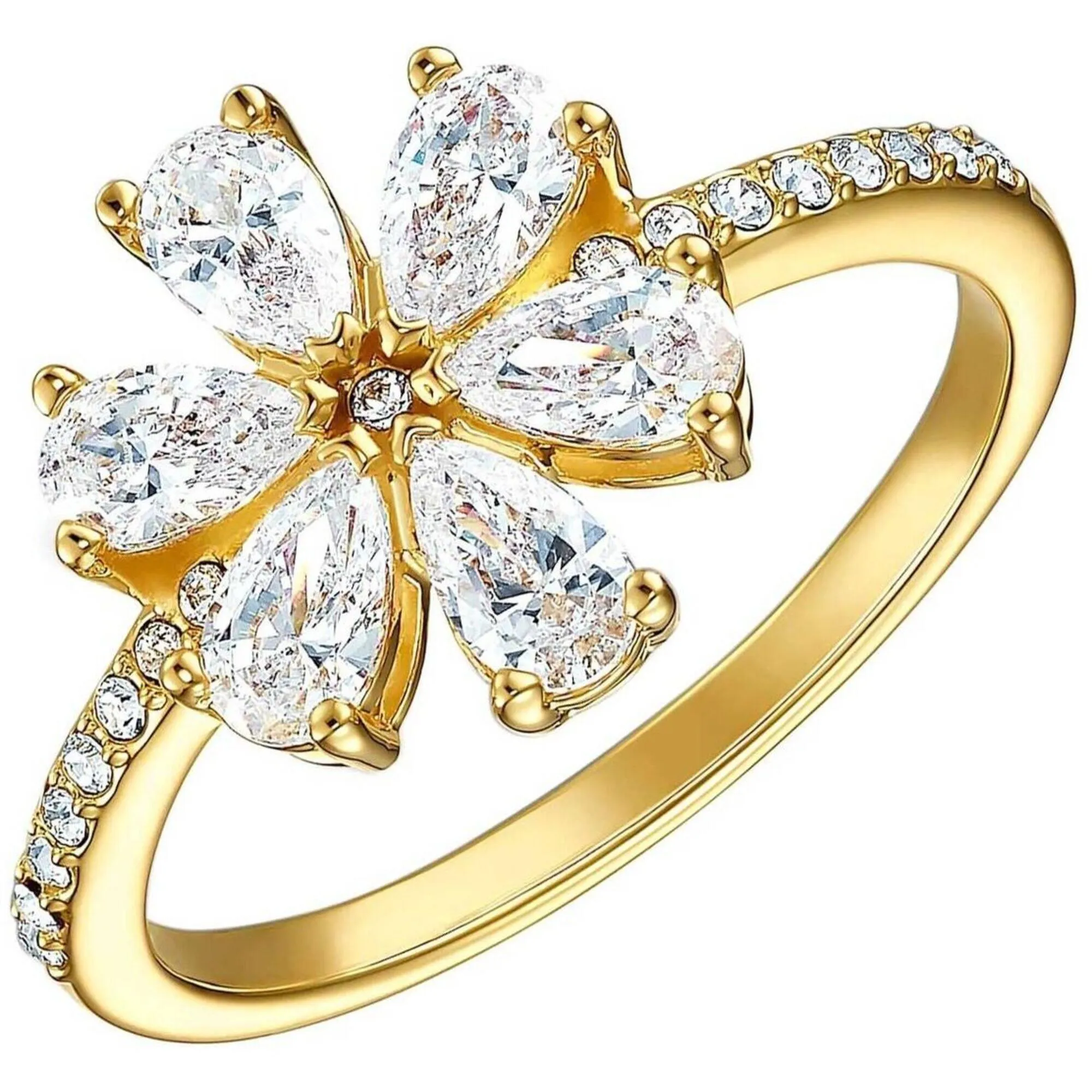 Swarovski Jewelry Swarovski Women's Ring - Botanical White Crystals Dazzling Flower, Size 6.75 | 5535798
