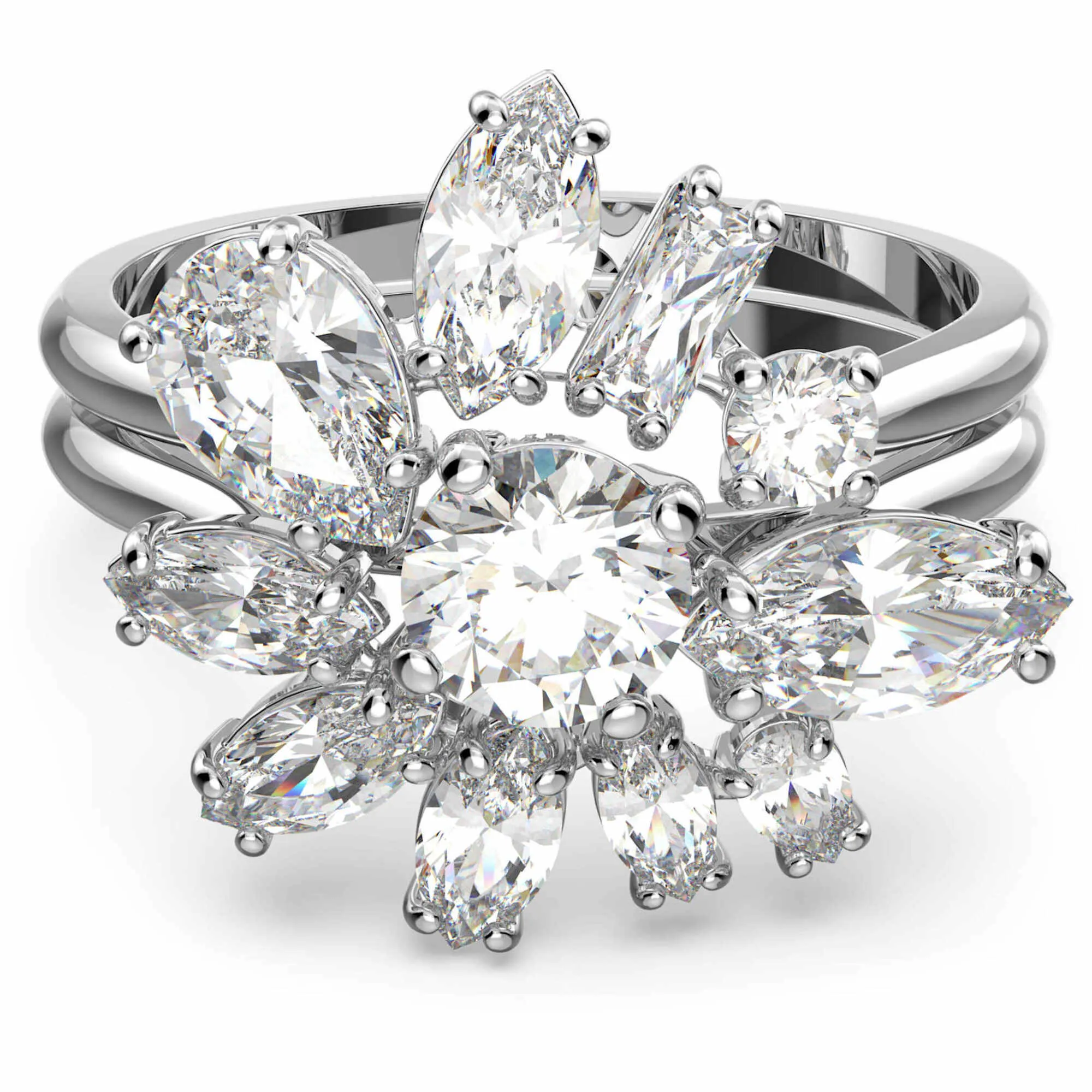 Swarovski Jewelry Swarovski Women's Ring - Gema Rhodium Plated Zirconia Cocktail, Size 55 | 5644665