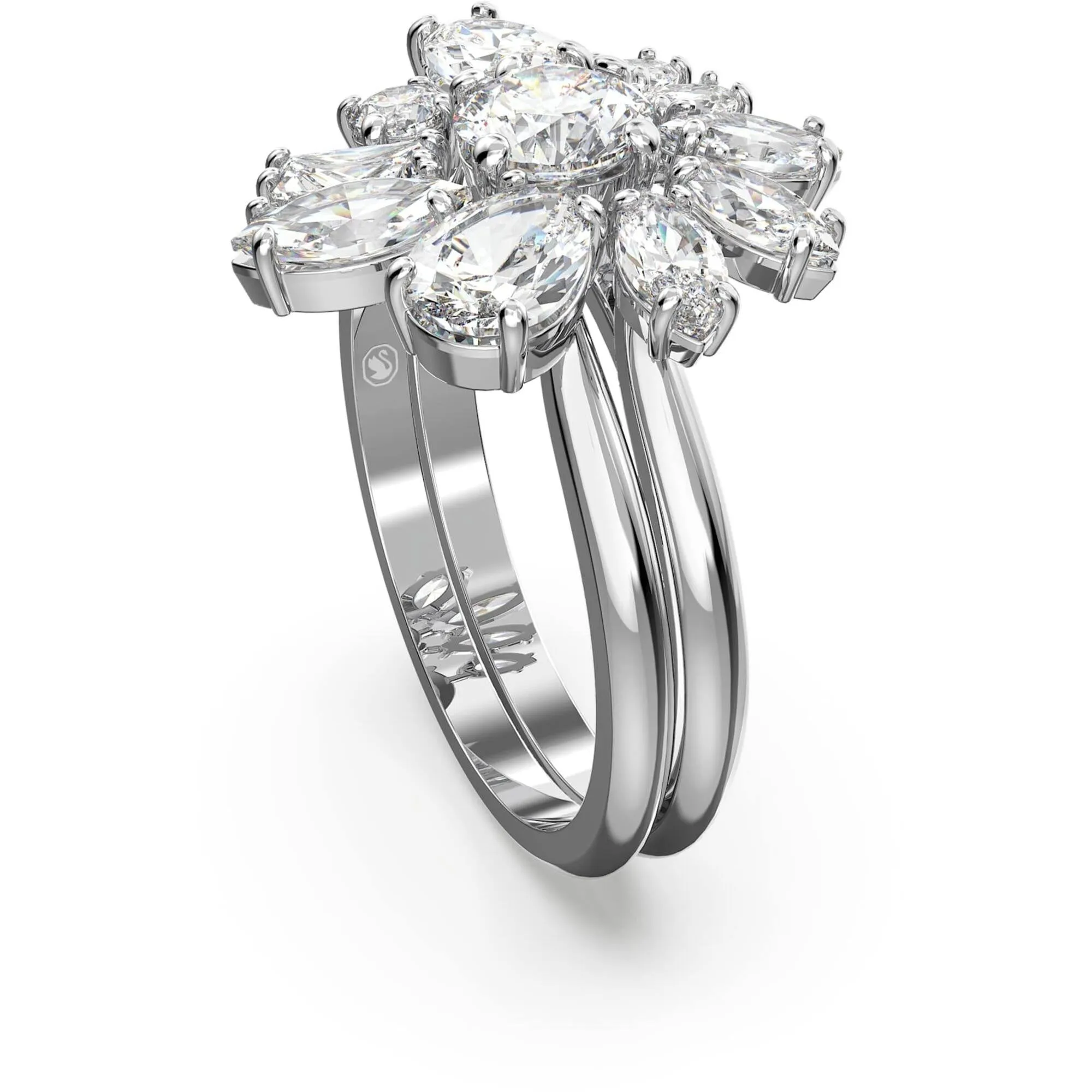 Swarovski Jewelry Swarovski Women's Ring - Gema Rhodium Plated Zirconia Cocktail, Size 55 | 5644665