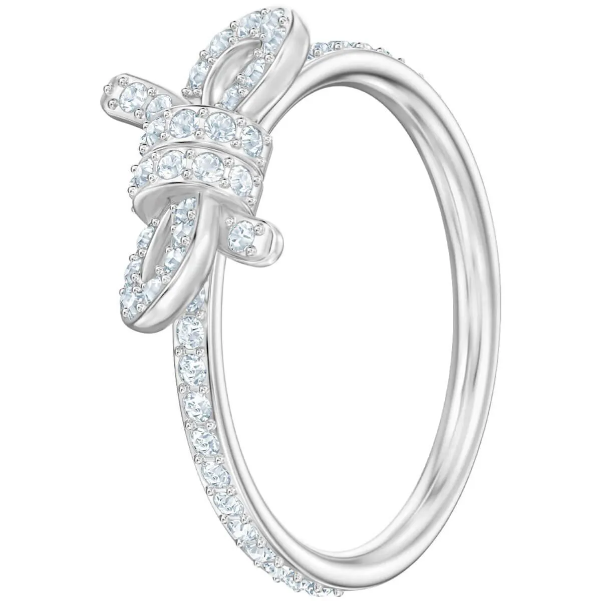 Swarovski Jewelry Swarovski Women's Ring - Lifelong Bow Rhodium Plated White Crystal, Size 58 | 5474935
