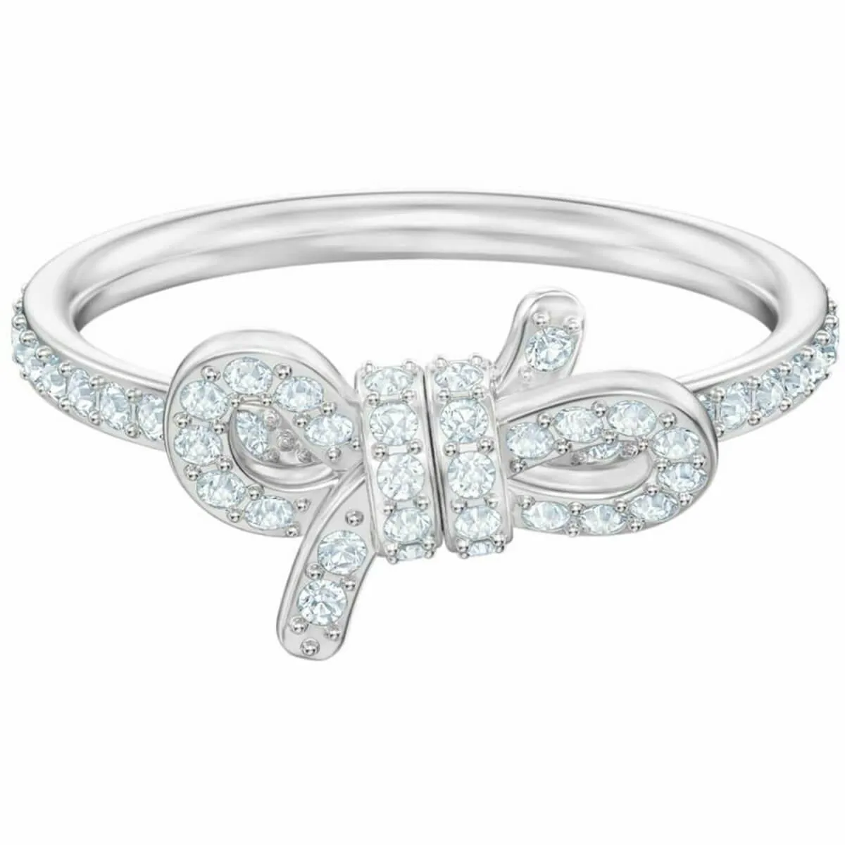 Swarovski Jewelry Swarovski Women's Ring - Lifelong Bow Rhodium Plated White Crystal, Size 58 | 5474935