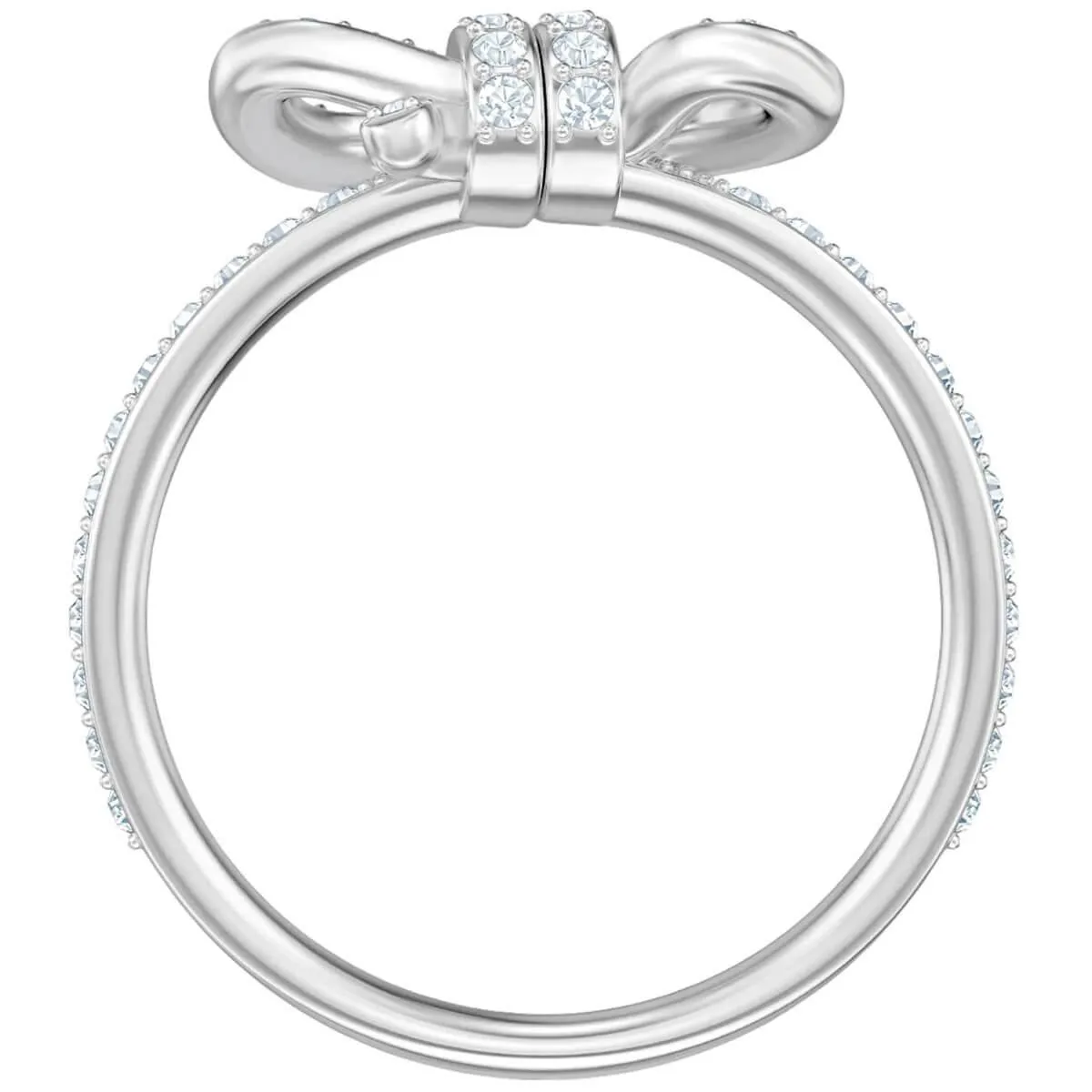 Swarovski Jewelry Swarovski Women's Ring - Lifelong Bow Rhodium Plated White Crystal, Size 58 | 5474935