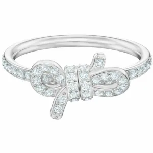 Swarovski Jewelry Swarovski Women's Ring - Lifelong Bow Rhodium Plated White Crystal, Size 58 | 5474935