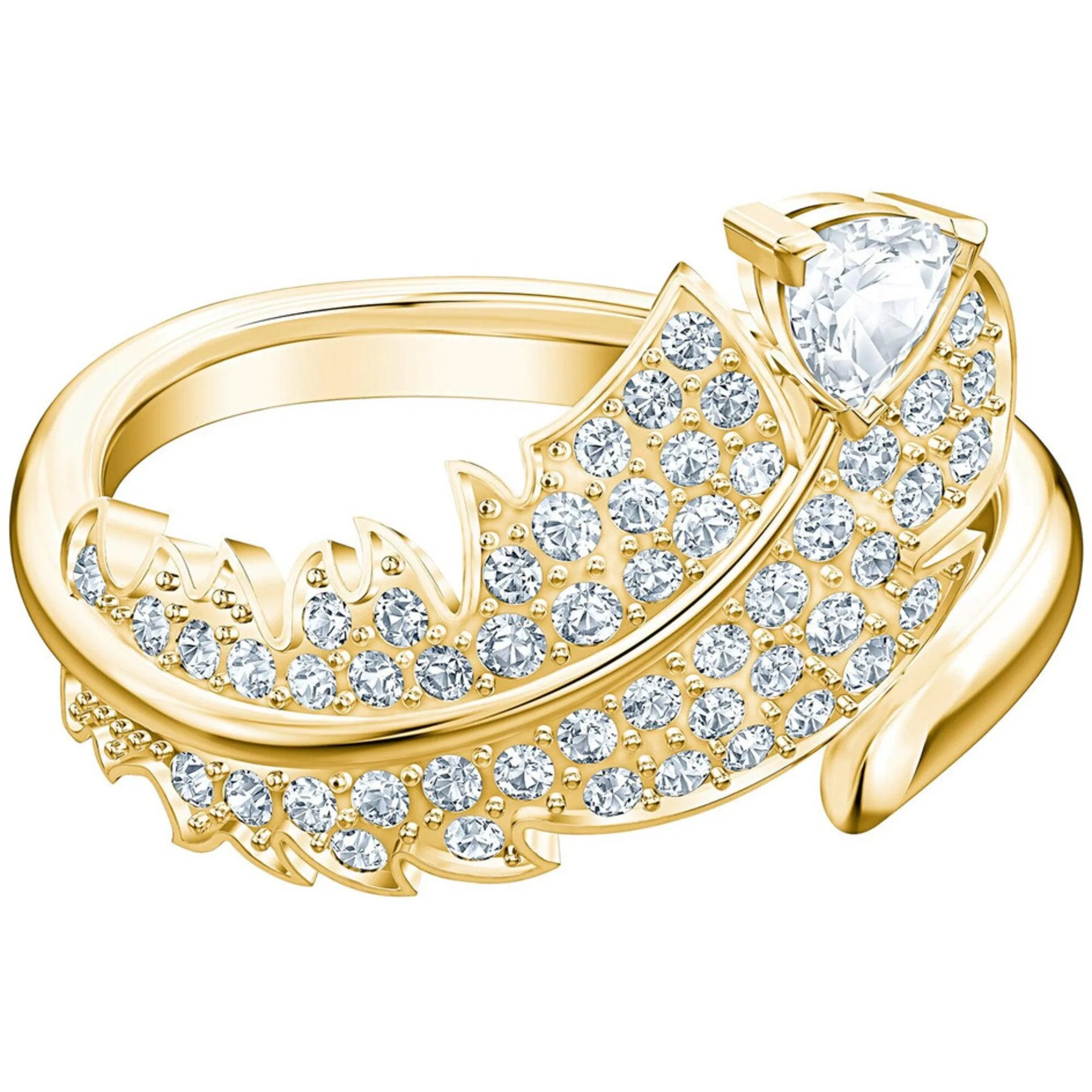 Swarovski Jewelry Swarovski Women's Ring - Nice Gold Tone Plated White Crystal Motif, Size 6.75 | 5515384
