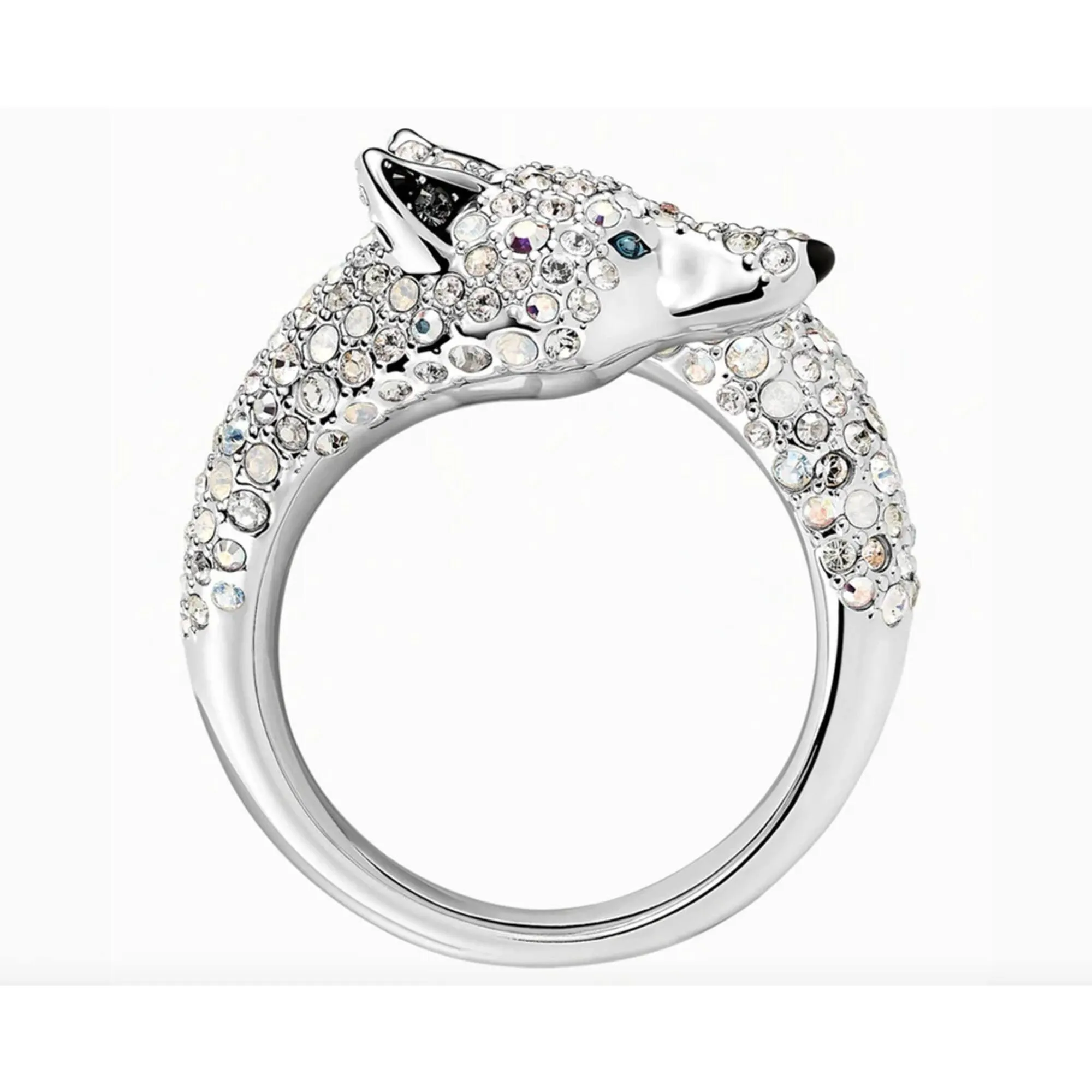 Swarovski Jewelry Swarovski Women's Ring - Polar Bestiary Crystal Pave Wolf Cocktail Silver | 5515095