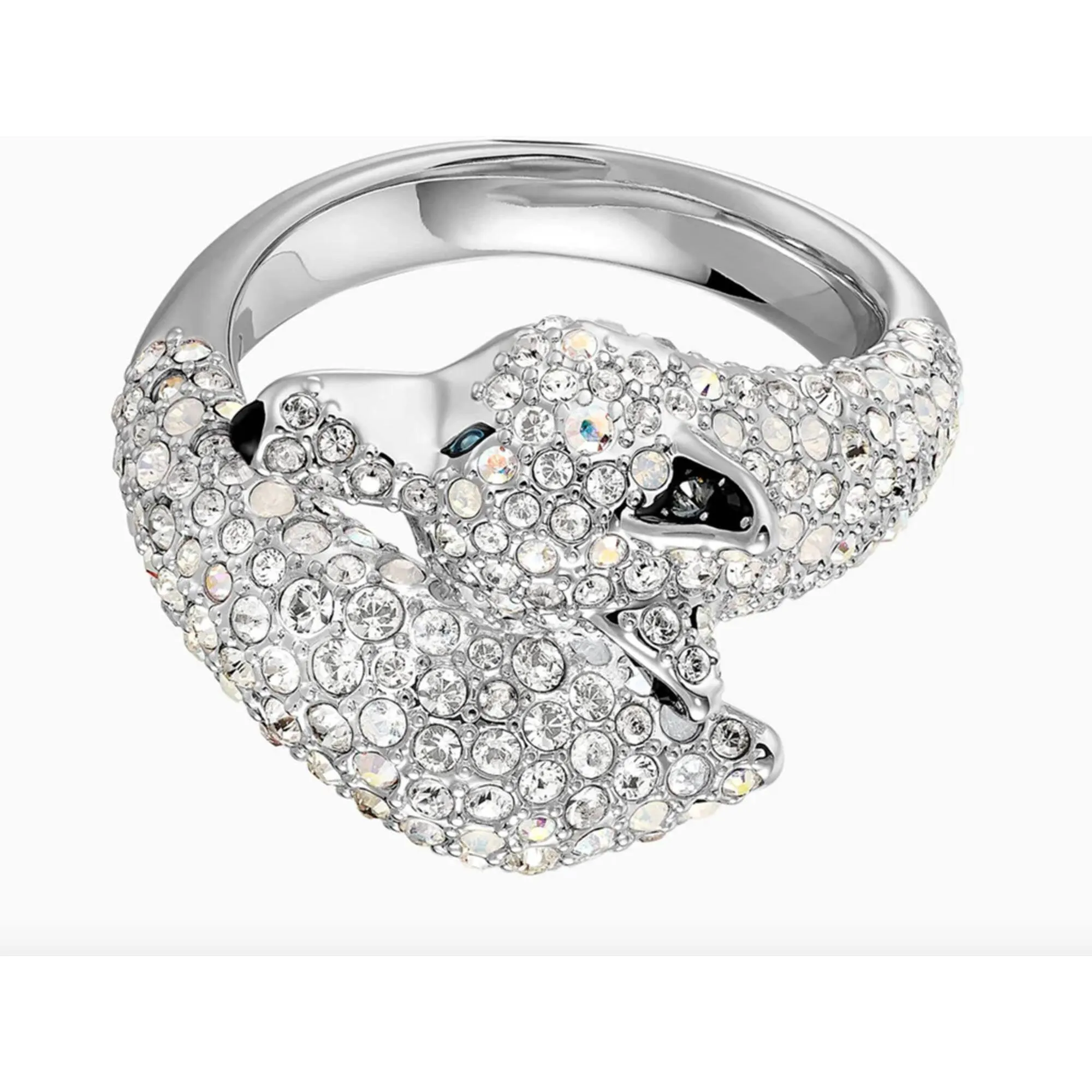 Swarovski Jewelry Swarovski Women's Ring - Polar Bestiary Crystal Pave Wolf Cocktail Silver | 5515095