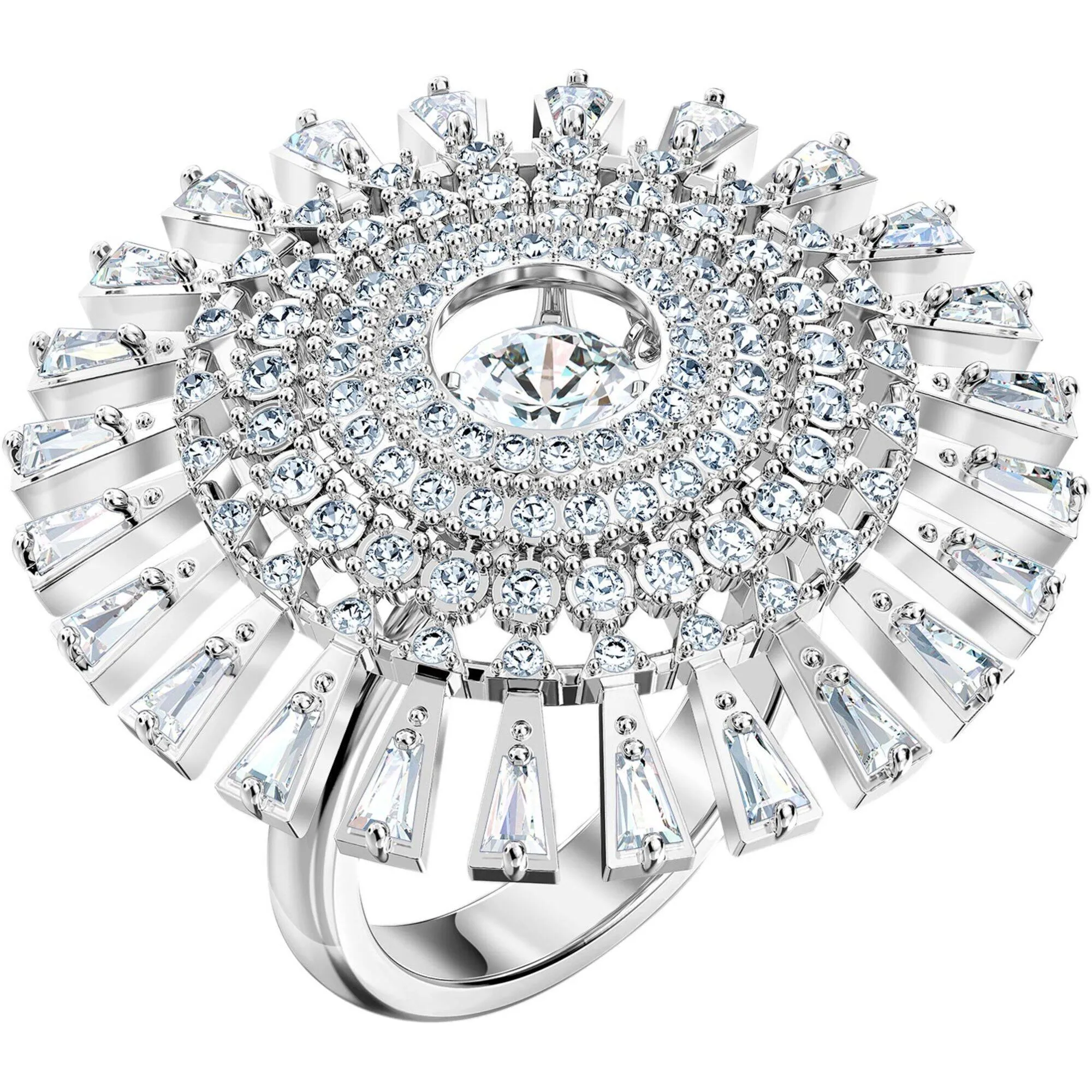 Swarovski Jewelry Swarovski Women's Ring - Sparkling Dance Rhodium Plated Cocktail, Size 5.75 | 5572512