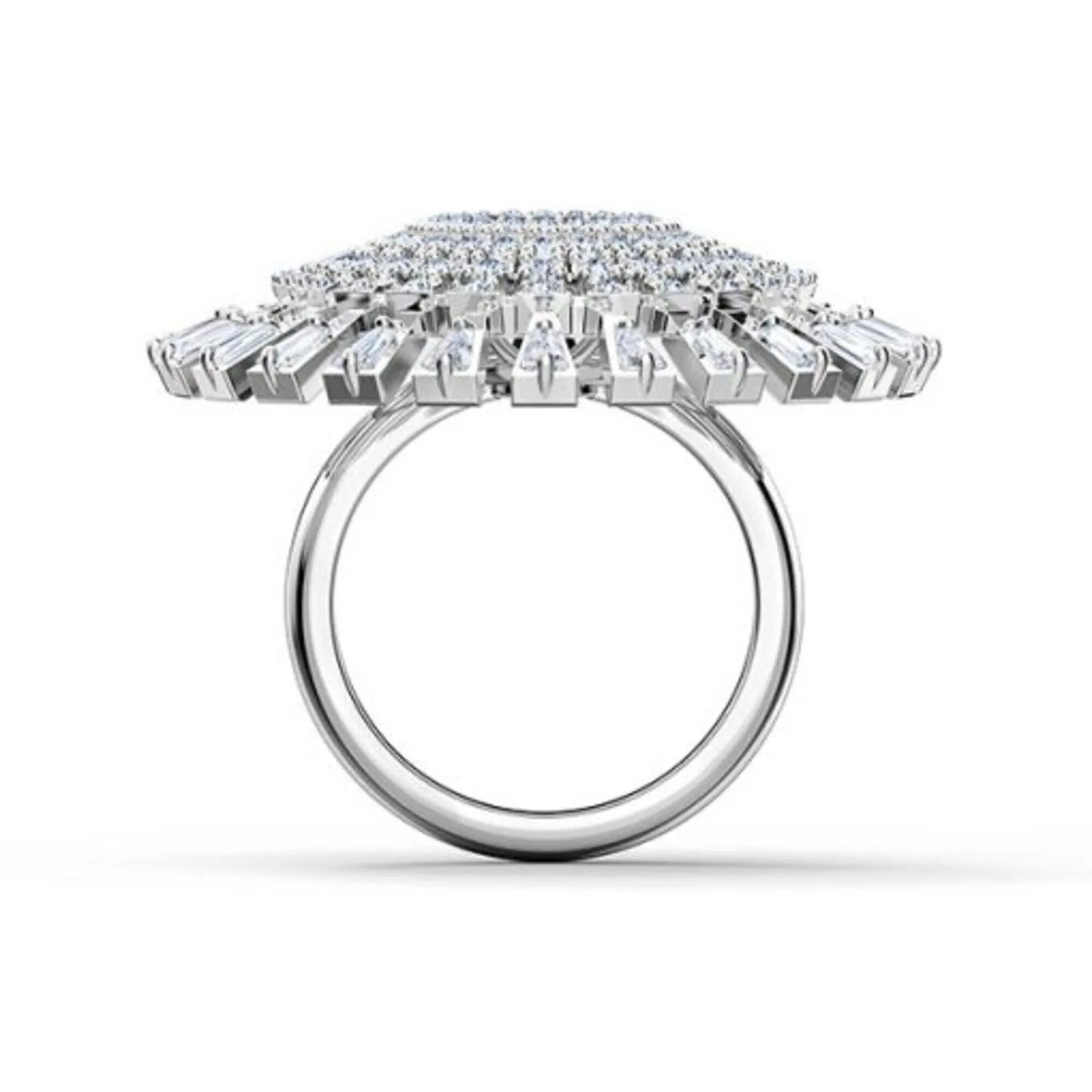 Swarovski Jewelry Swarovski Women's Ring - Sparkling Dance Rhodium Plated Cocktail, Size 5.75 | 5572512